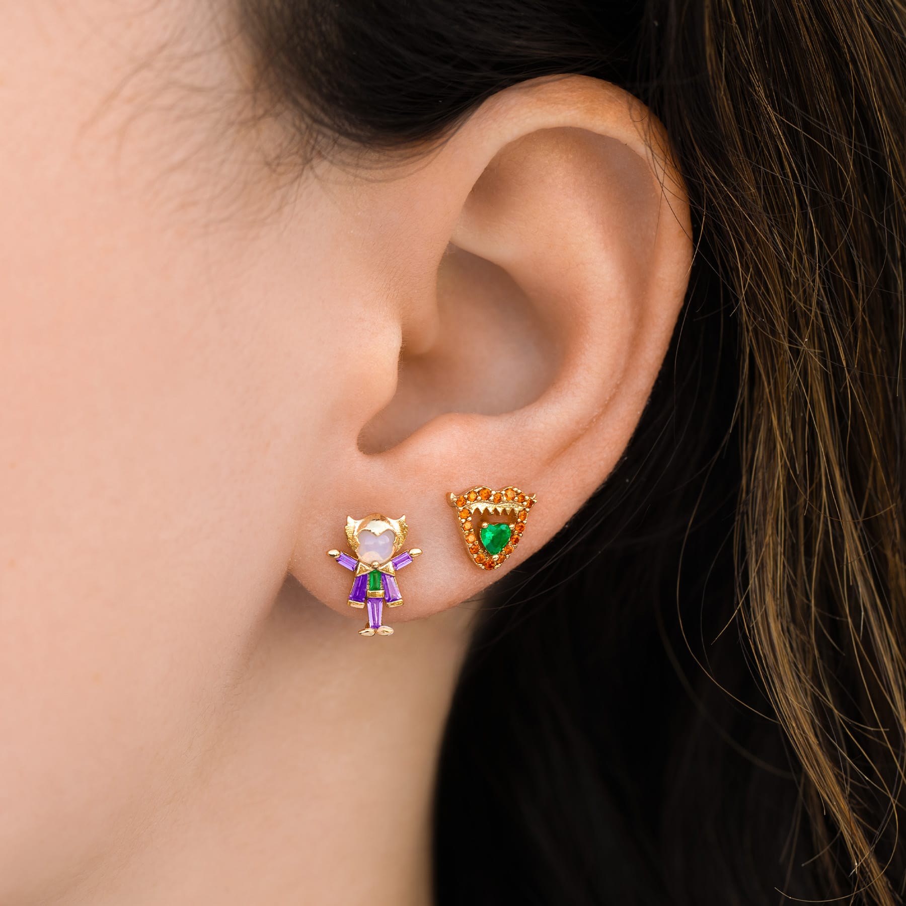 DC The Joker and Harley Quinn Stud Set