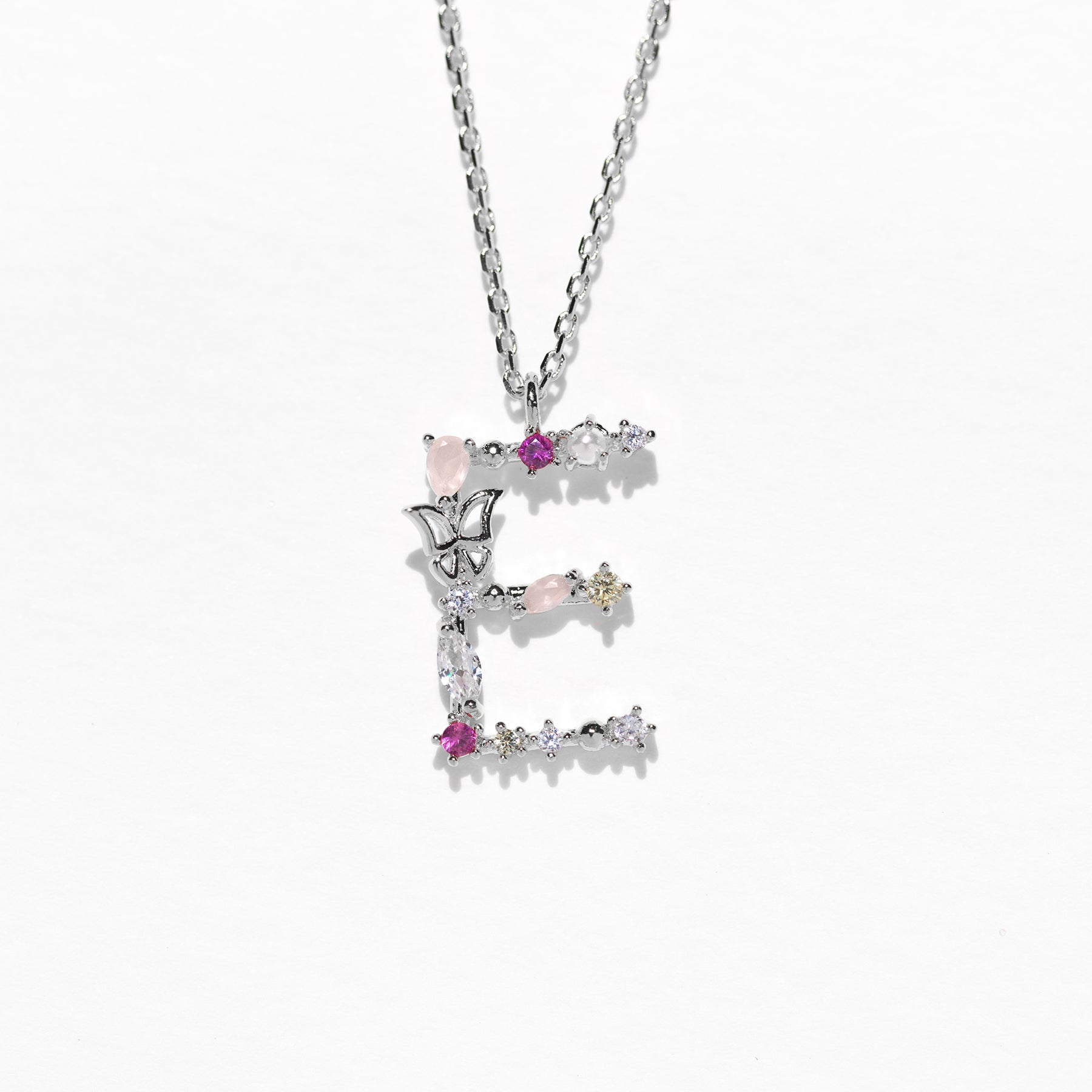 Flutterfly Stone Initial Necklace