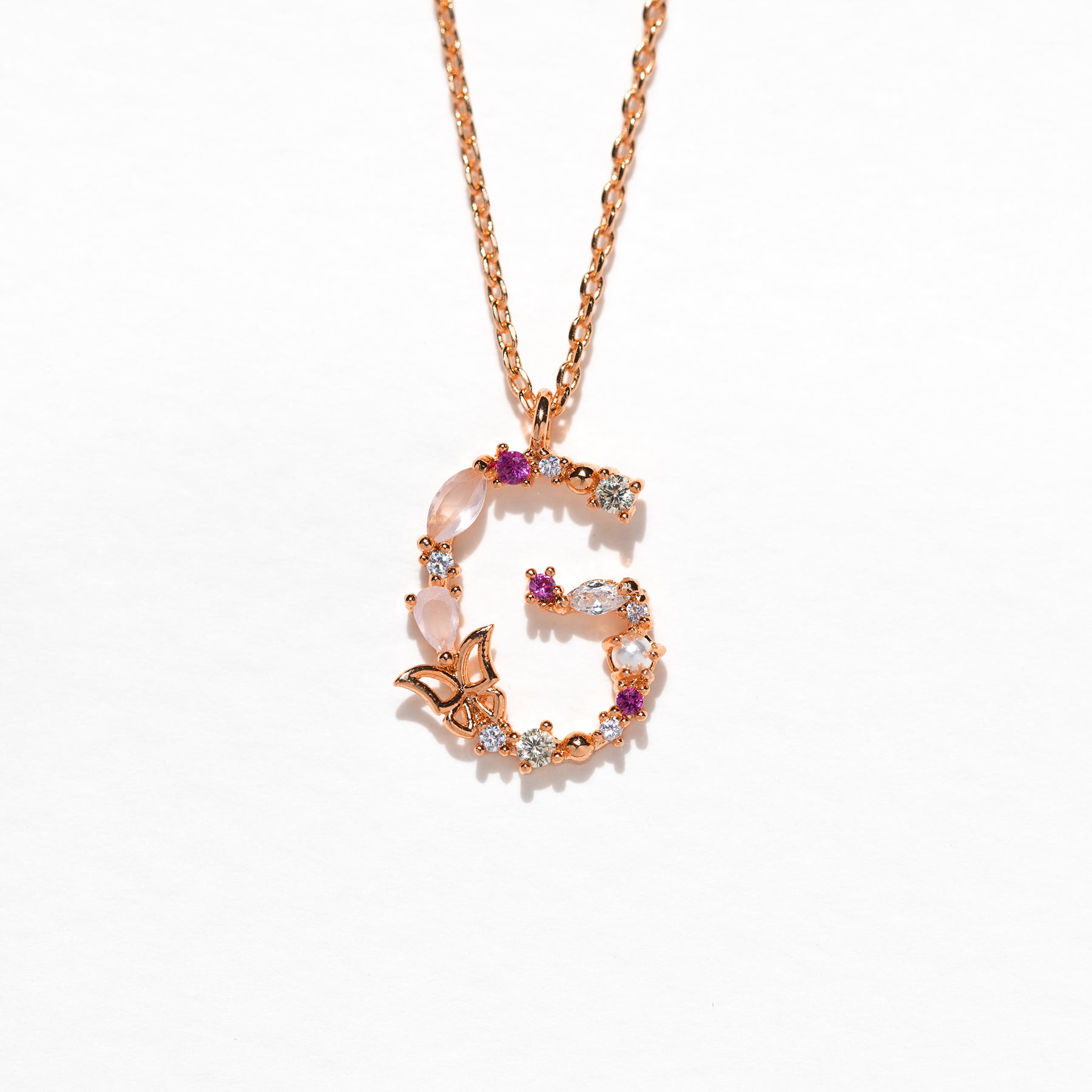Flutterfly Stone Initial Necklace