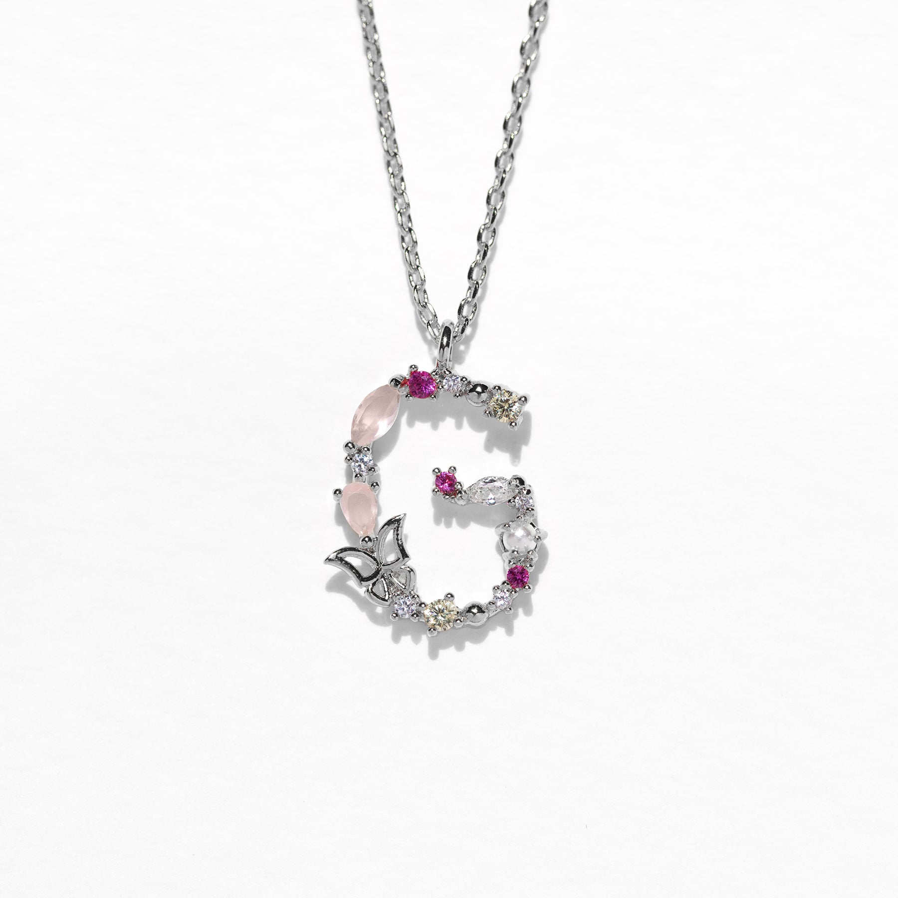 Flutterfly Stone Initial Necklace