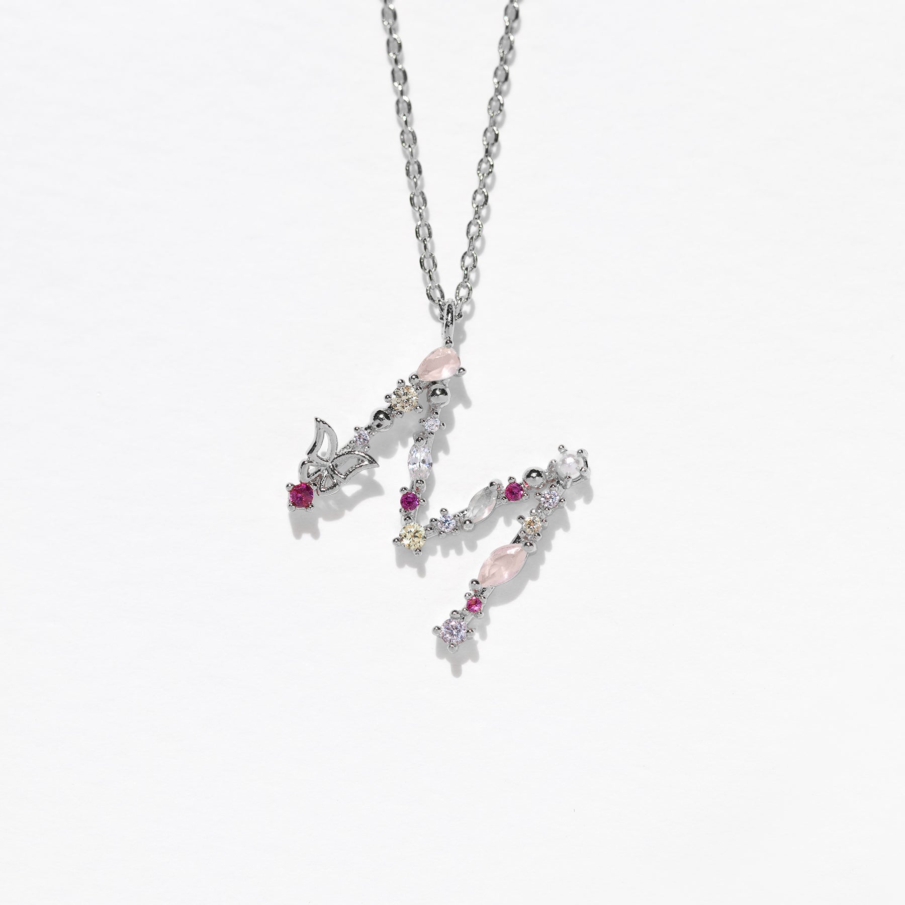Flutterfly Stone Initial Necklace
