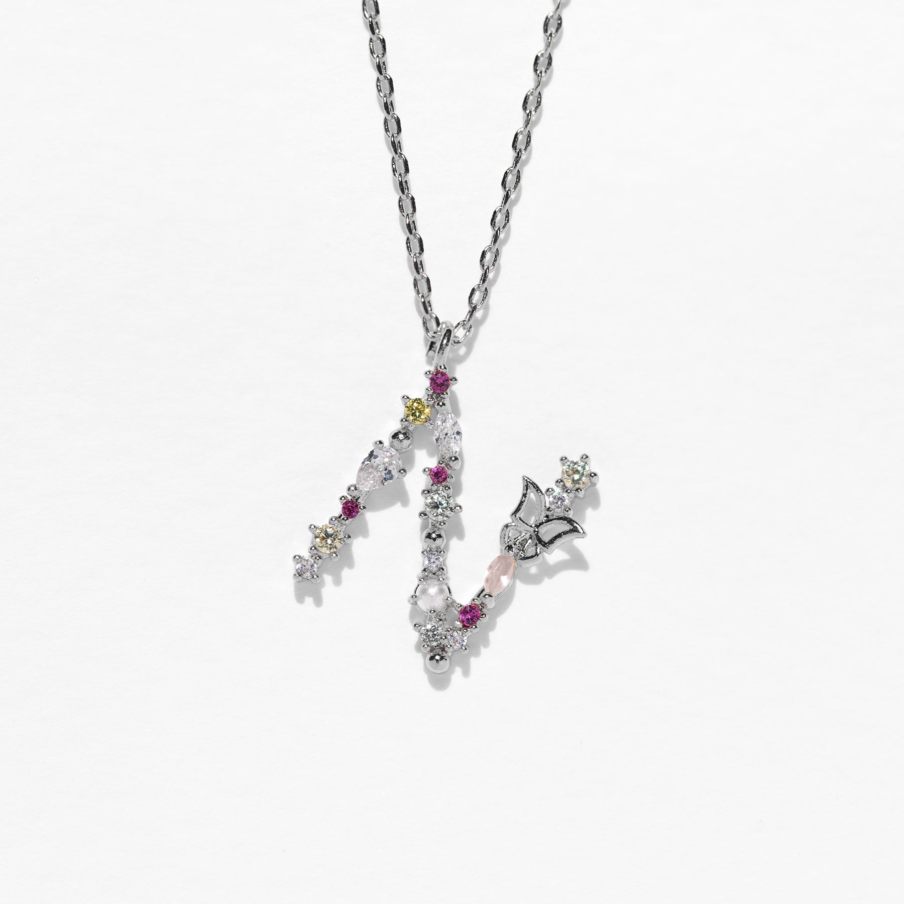 Flutterfly Stone Initial Necklace