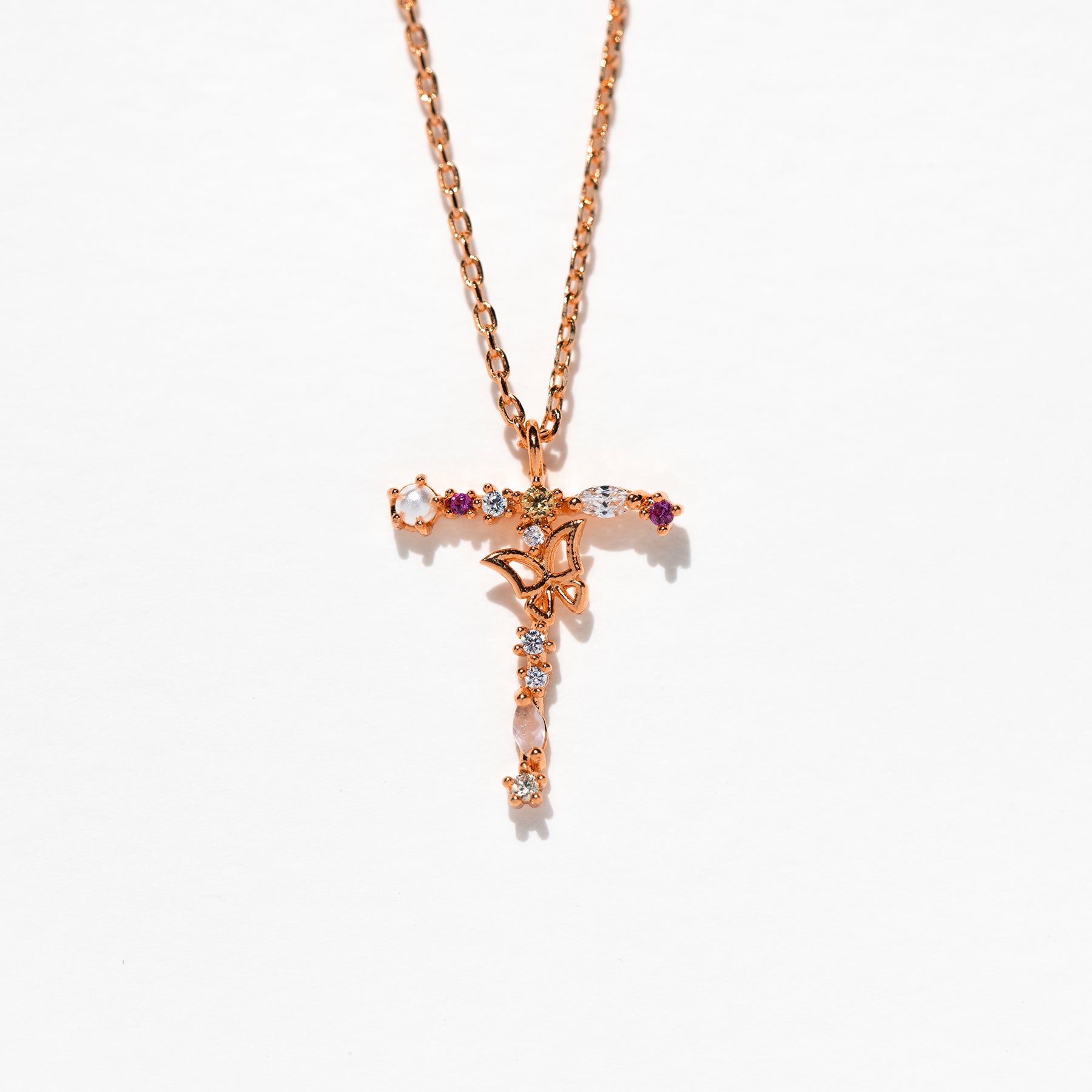 Flutterfly Stone Initial Necklace