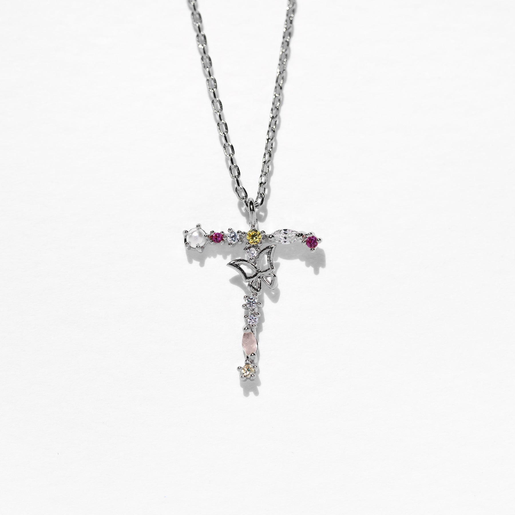 Flutterfly Stone Initial Necklace