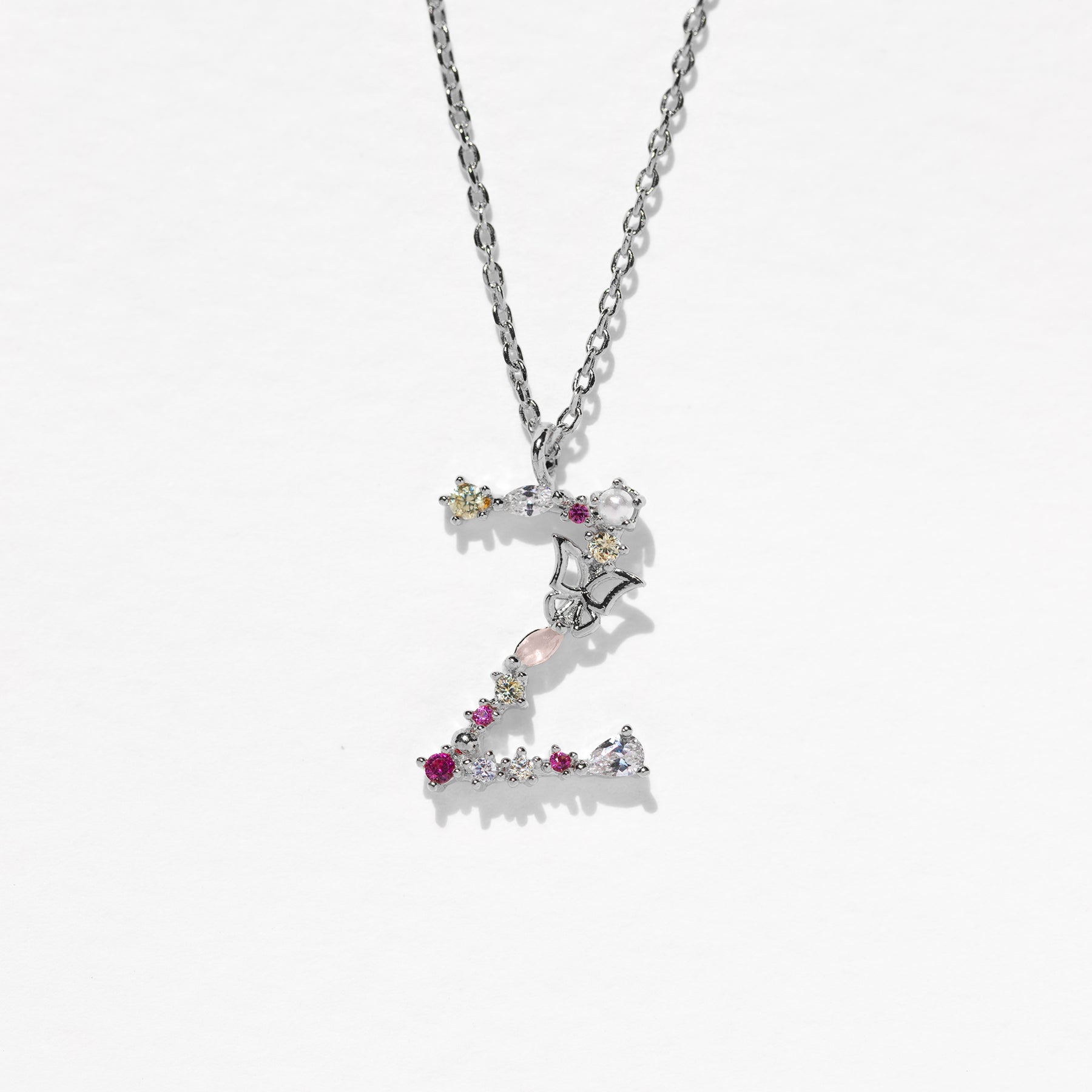 Flutterfly Stone Initial Necklace