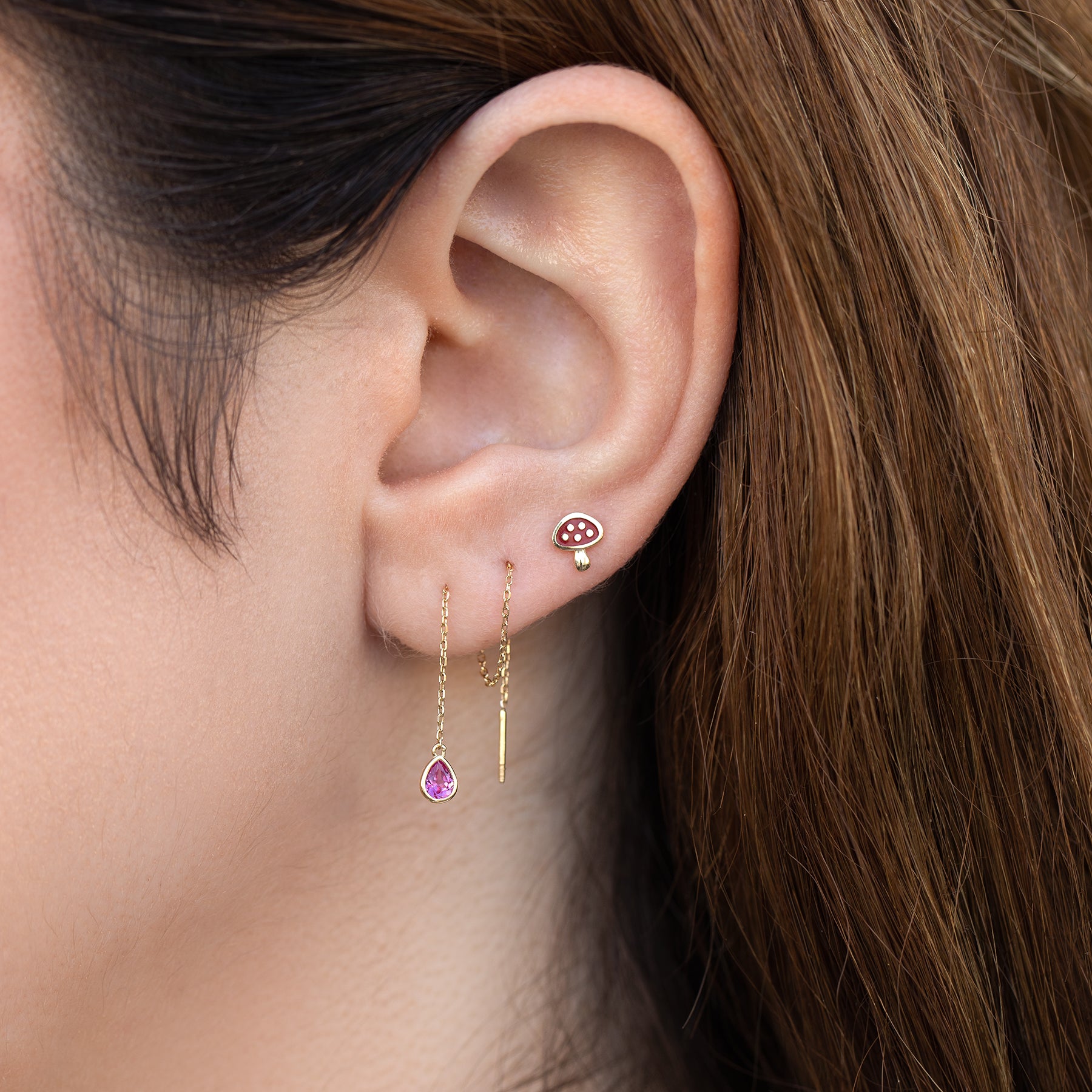 14k Solid Gold Shroomie Ball Back Stud