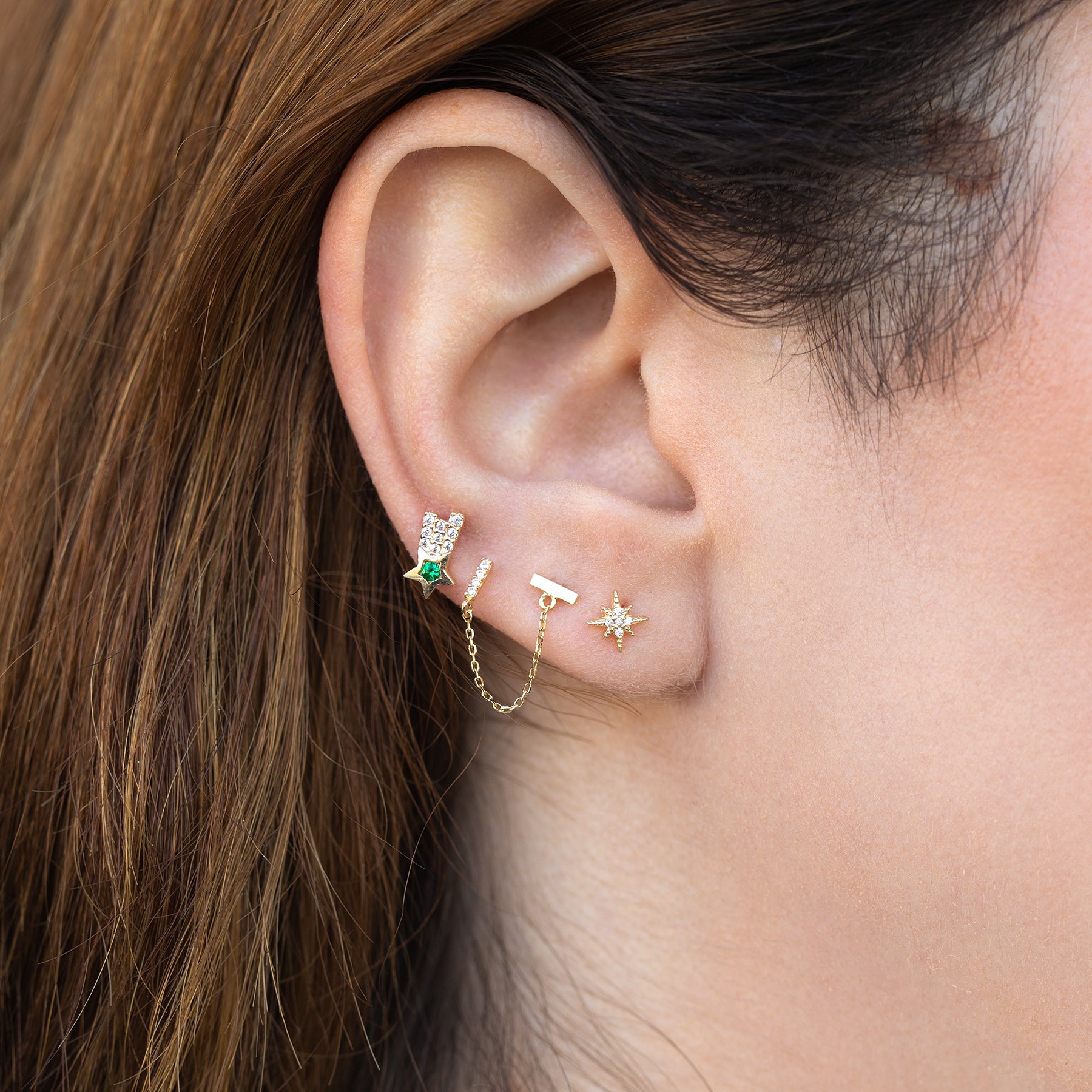 10k Solid Gold Starburst Ball Back Stud