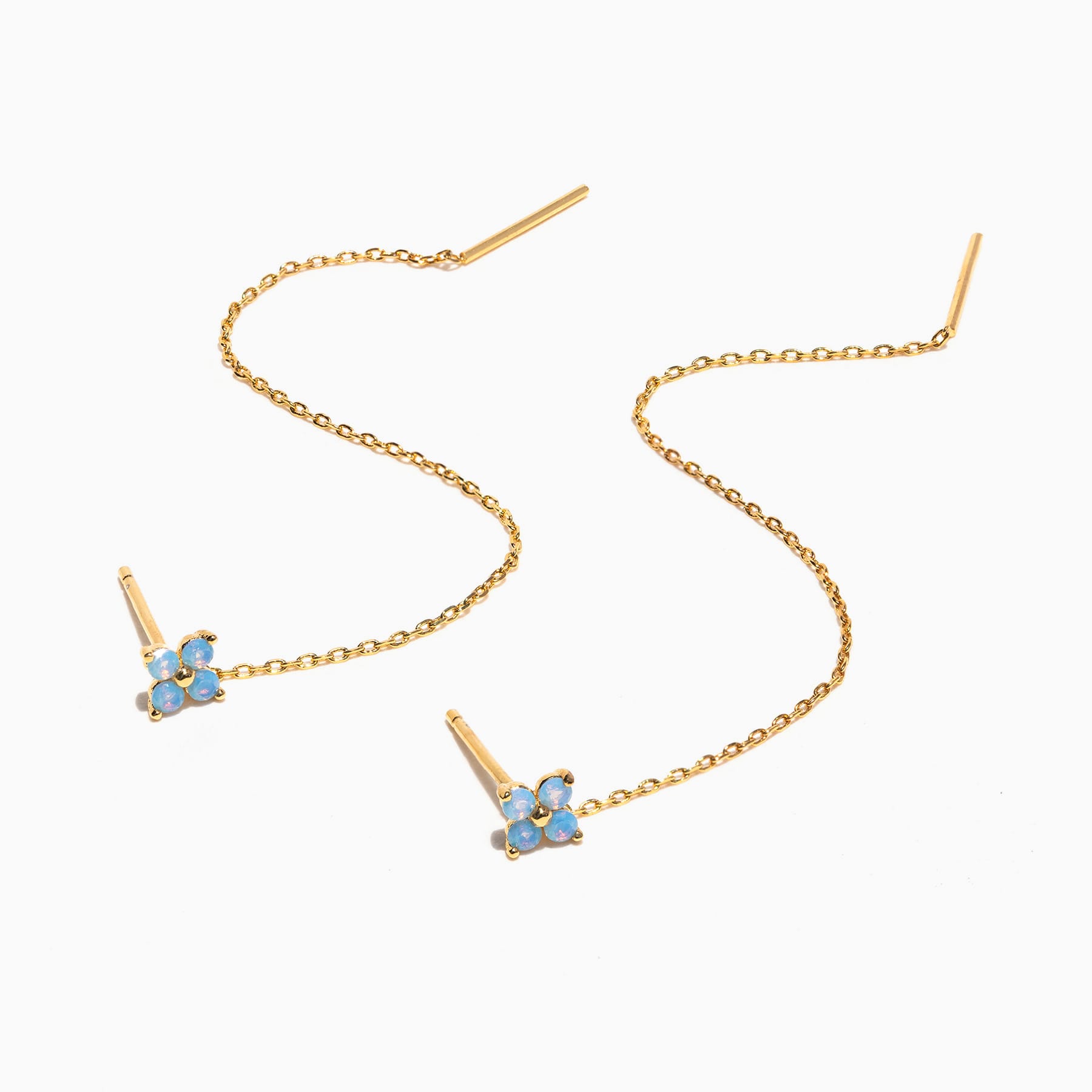 Blue Blossom Threader Earrings