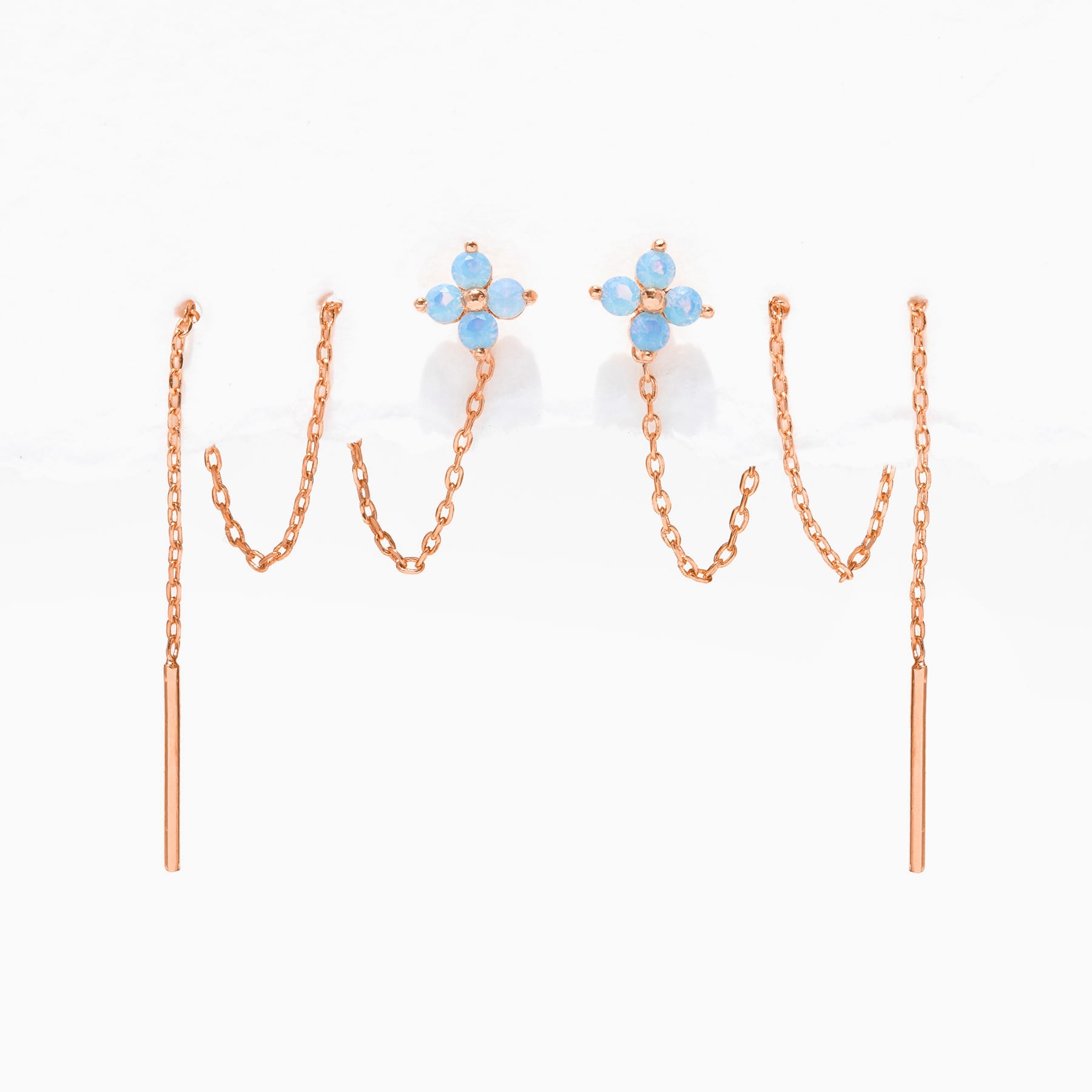 Blue Blossom Threader Earrings