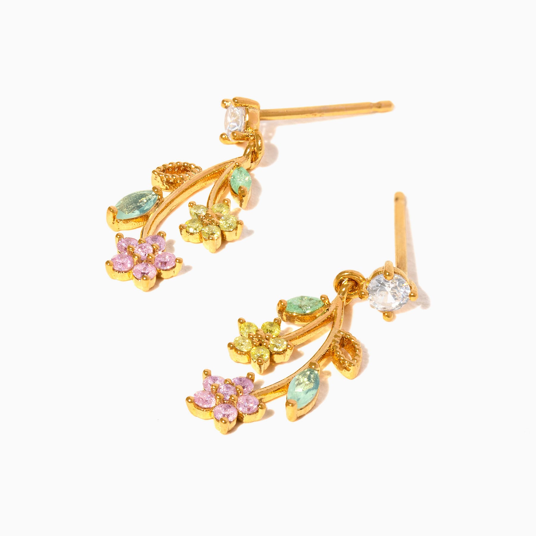 Flower Stem Dangle Earrings