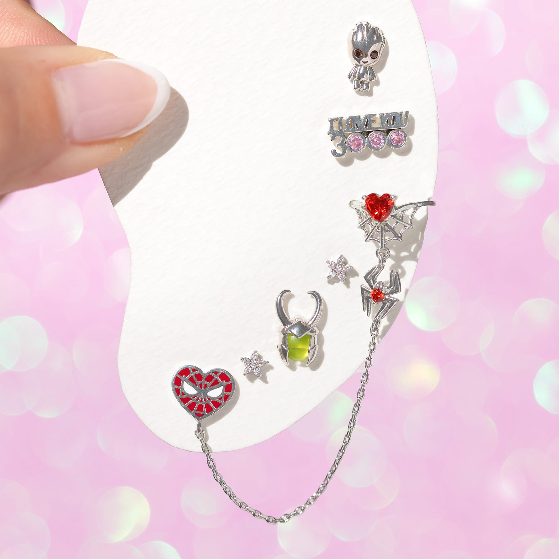 Marvel's Spider-Man Web of Love Ear Cuff + Stud