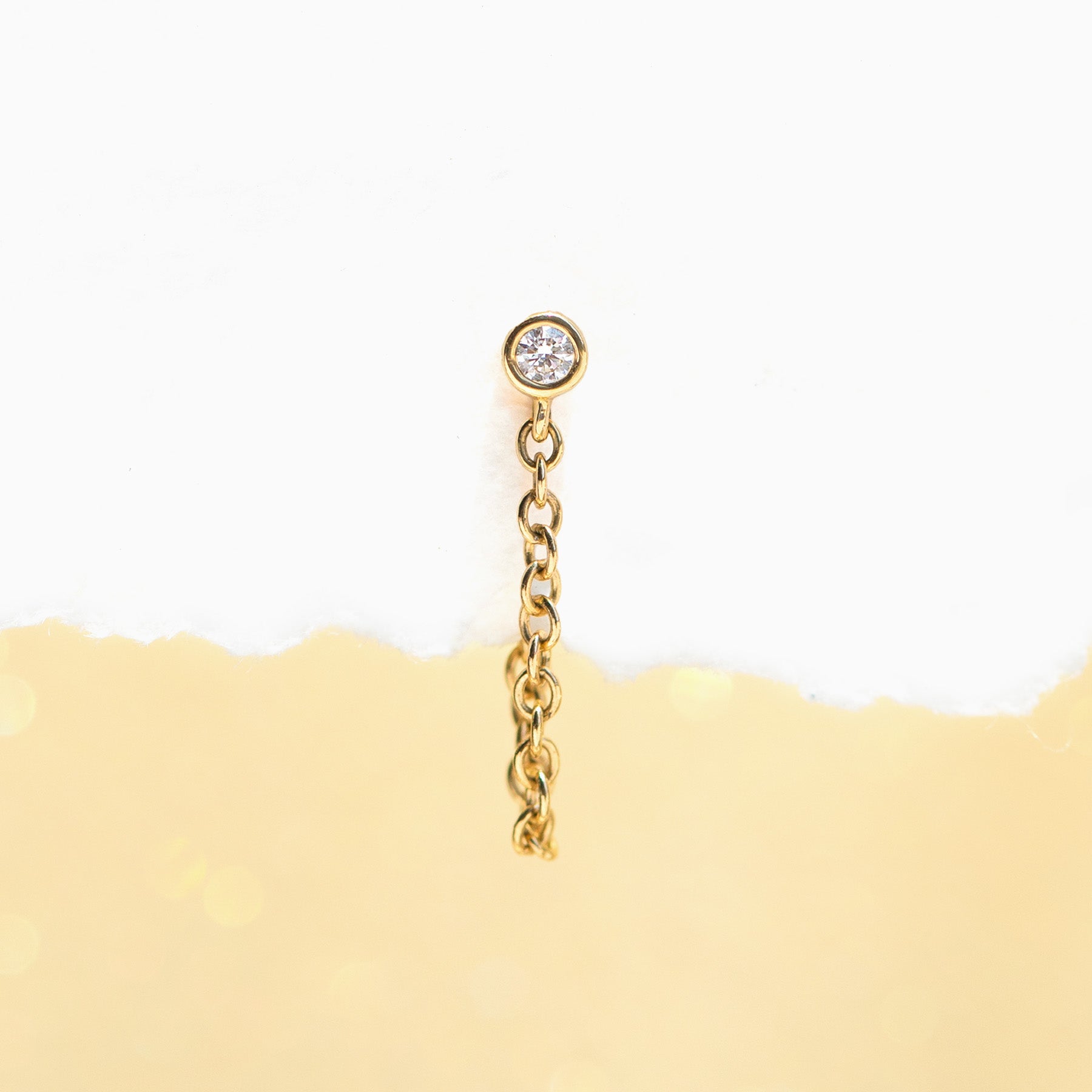 14k Solid Gold On The Horizon Chain Earring