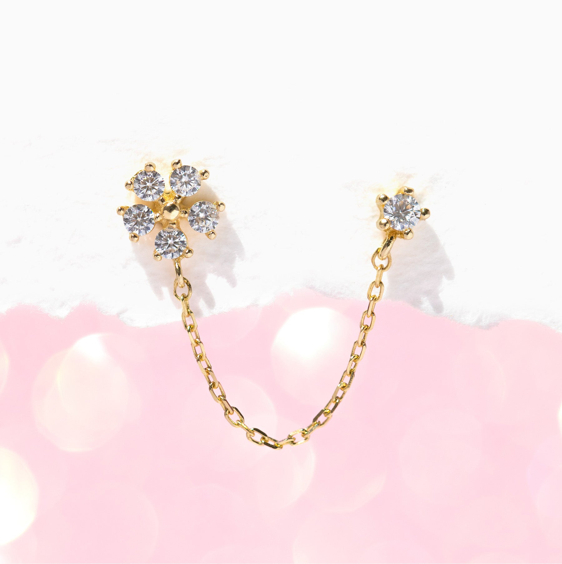 10k Solid Gold Flower Power Double Stud