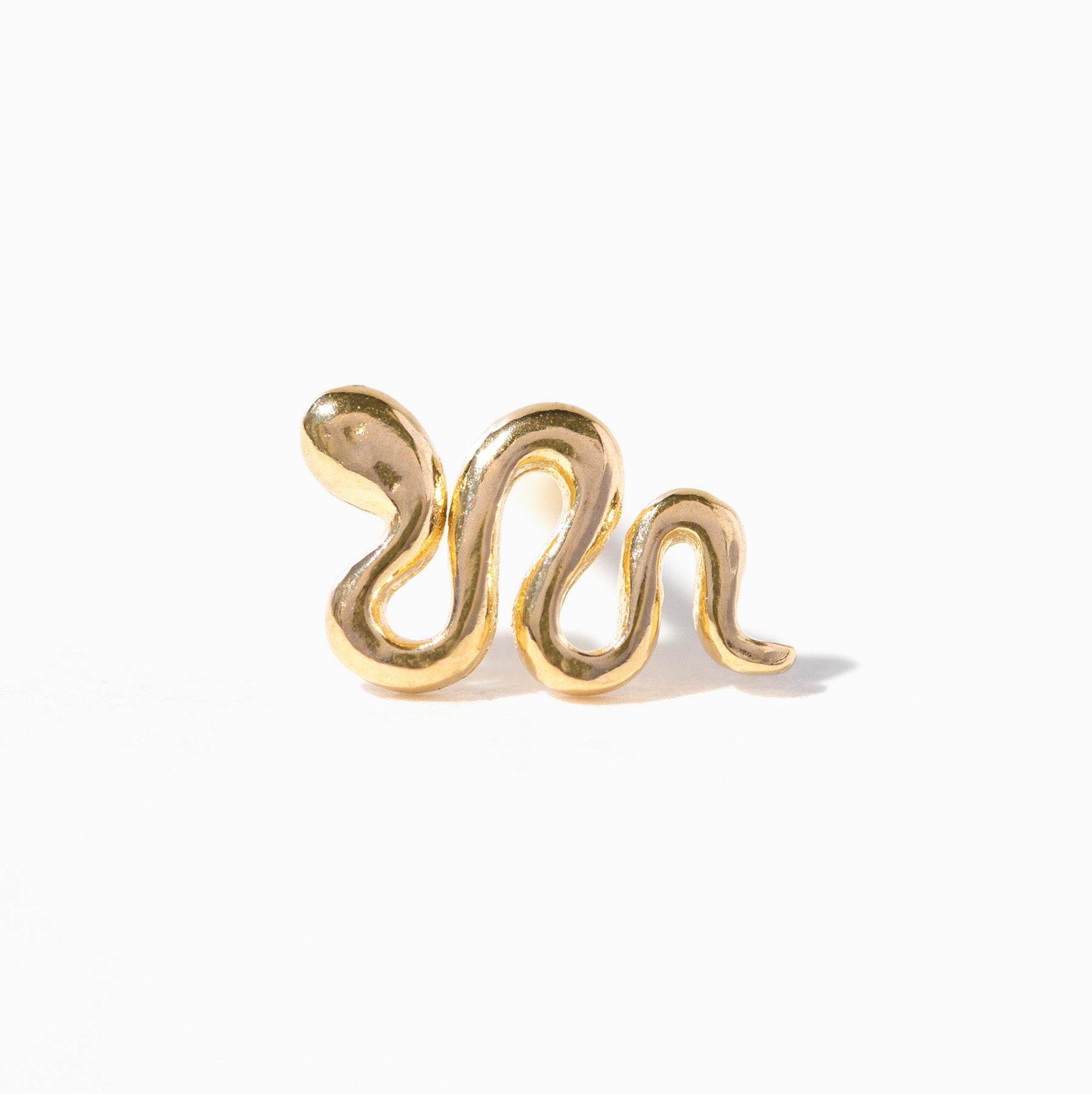 14k Solid Gold Serpent Stud