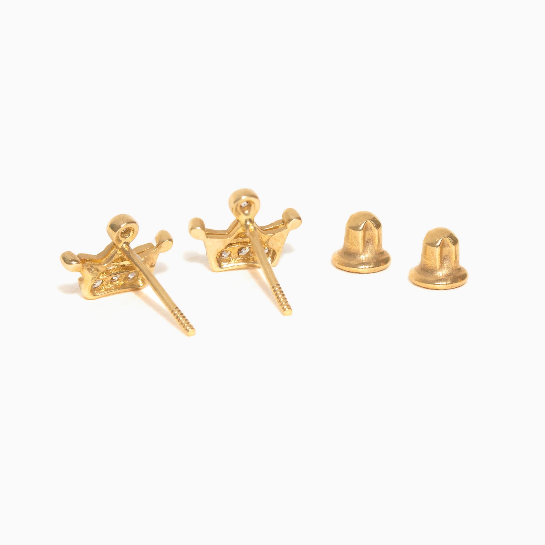 14k Solid Gold Crown Jewel Studs