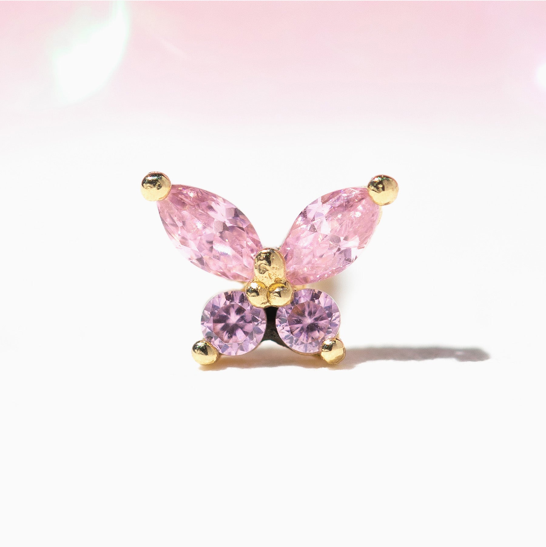 10k Solid Gold Pink Mari Stud