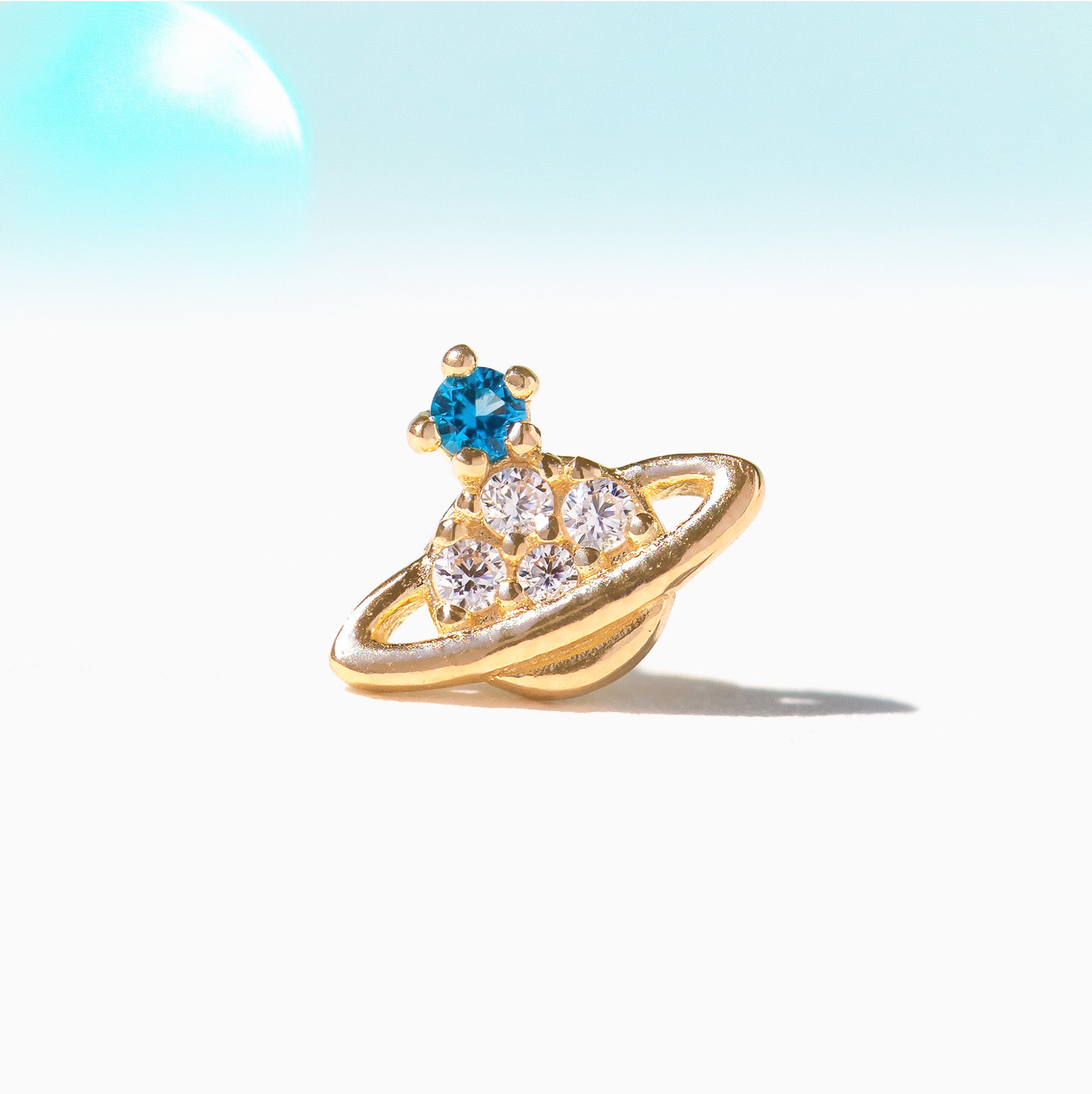 14k Solid Gold Saturn Ball Back Stud