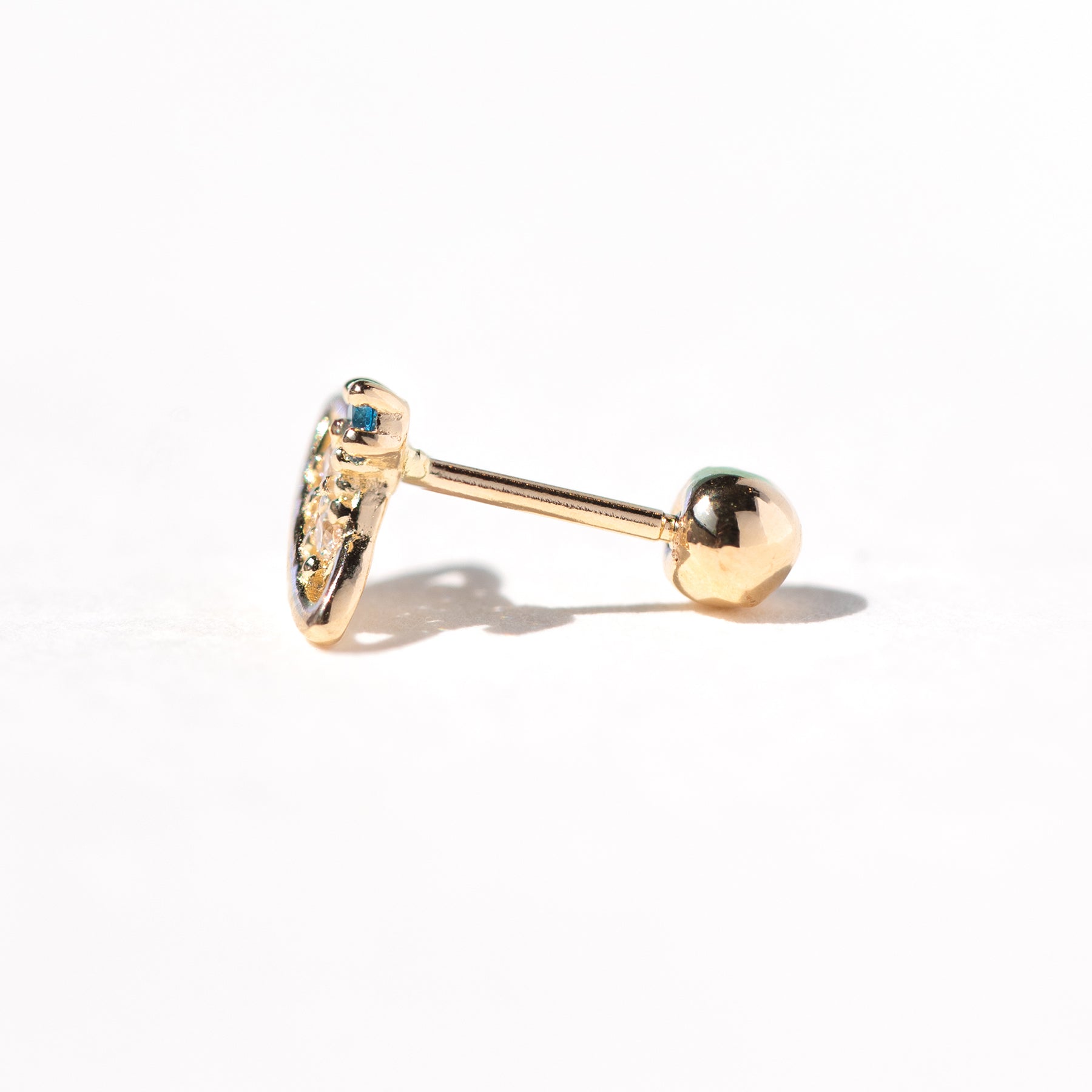 14k Solid Gold Saturn Ball Back Stud