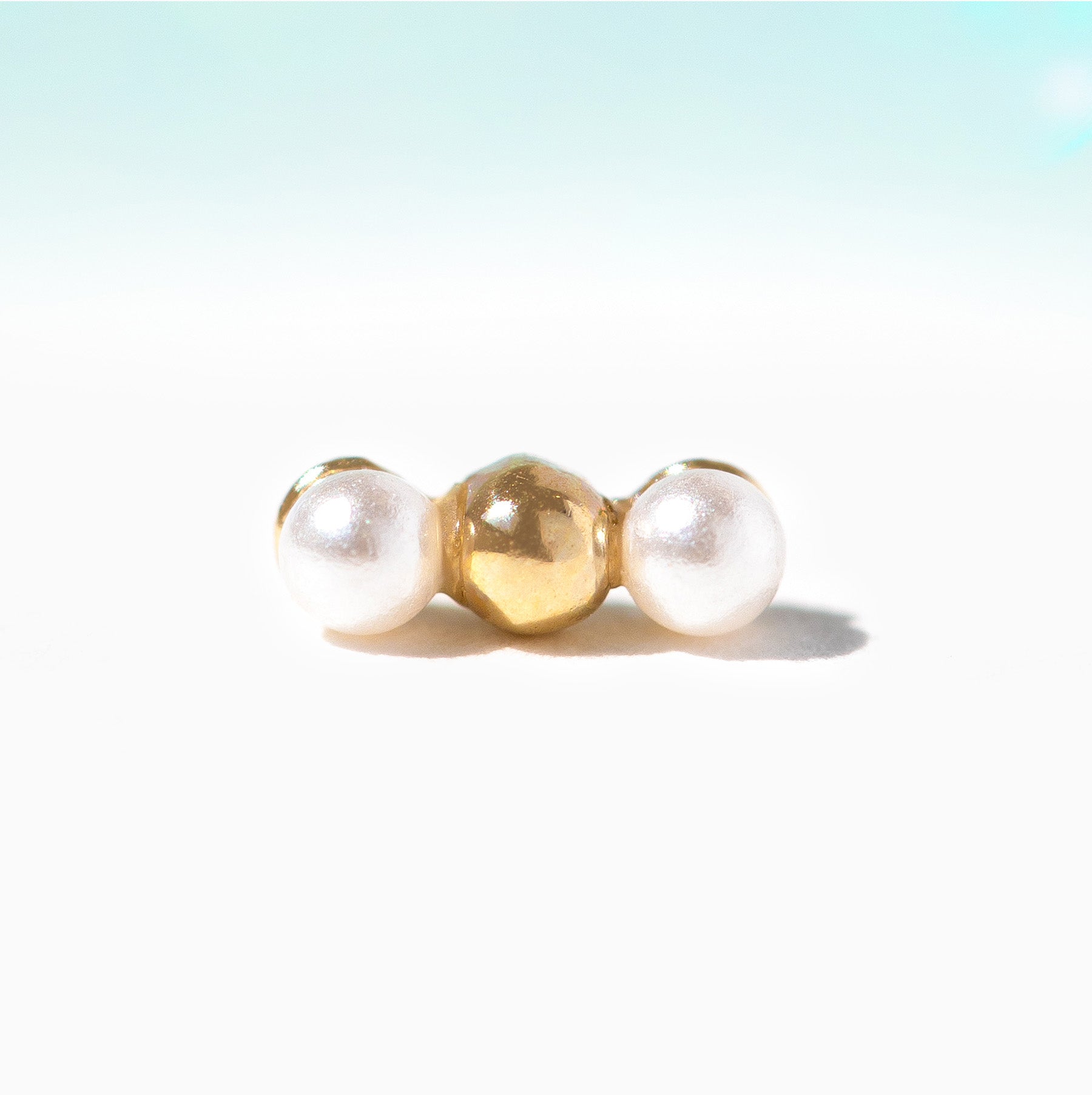 14k Solid Gold Perla Ball Back Stud
