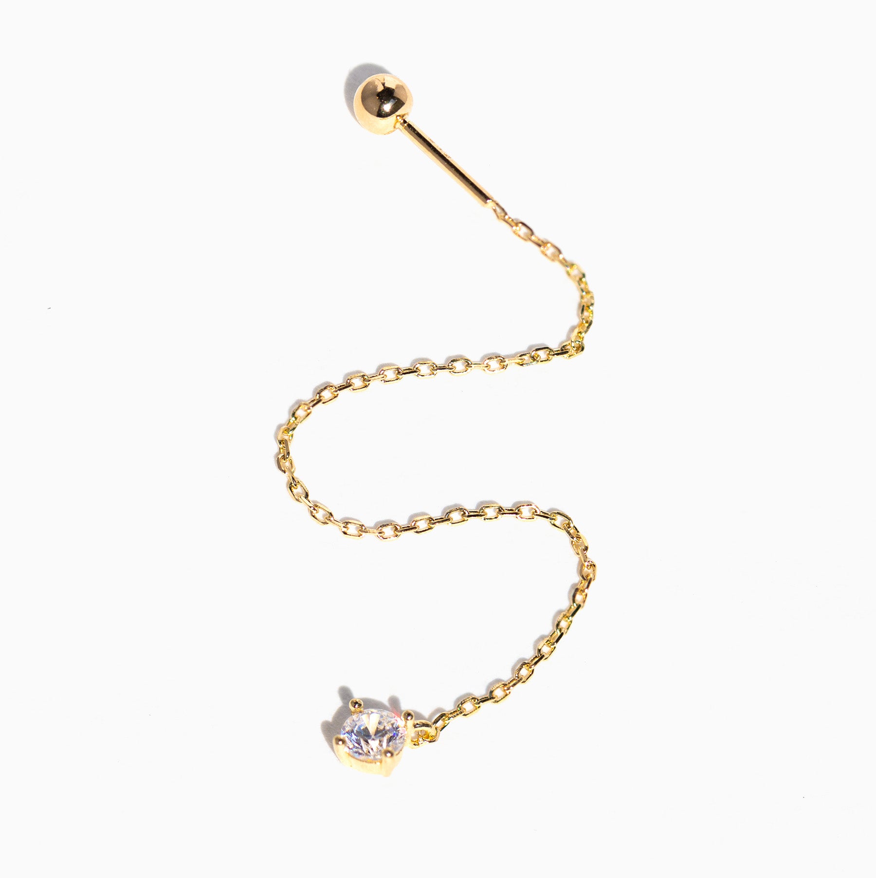 14k Solid Gold Dia Threader Earring
