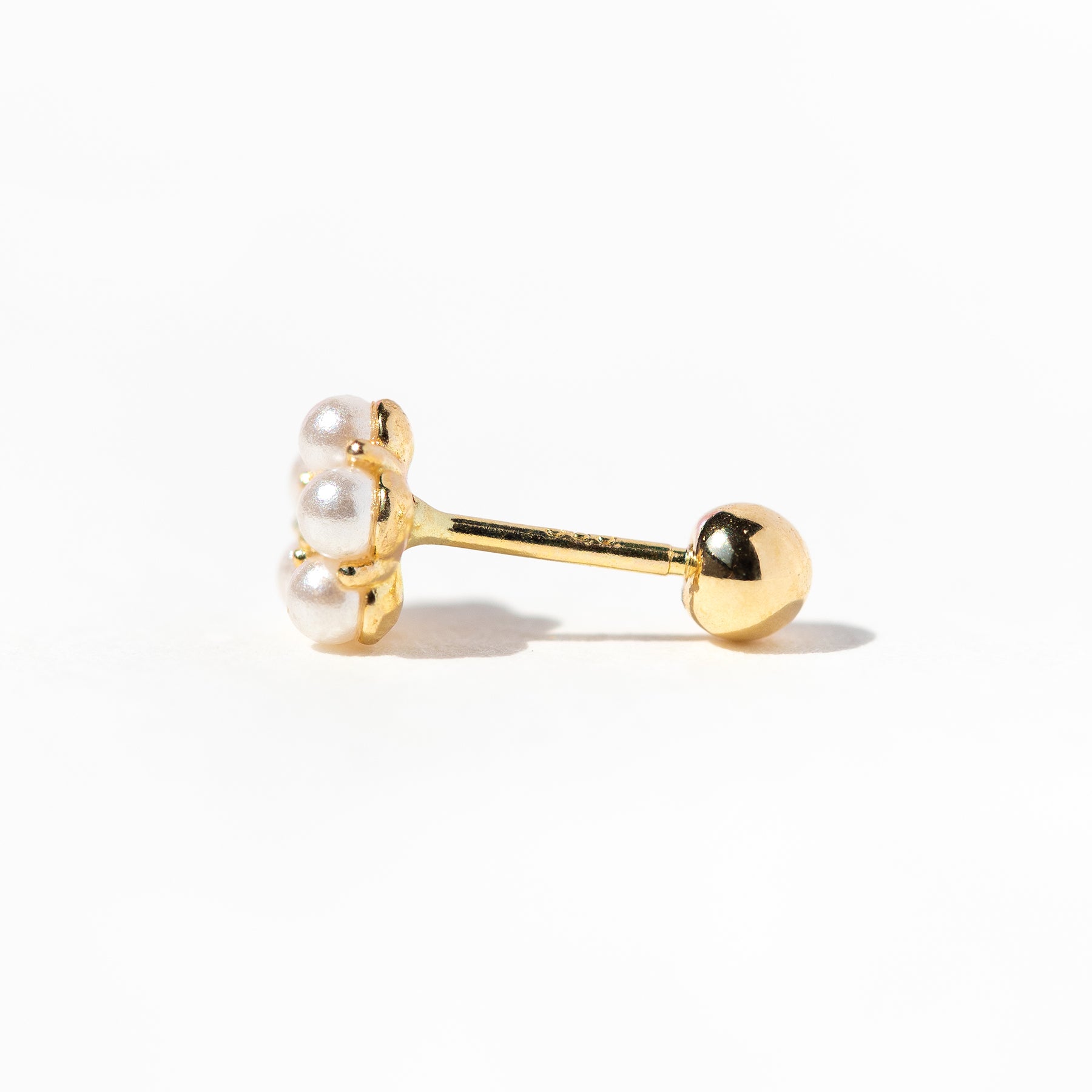 14k Solid Gold Flora Ball Back Stud