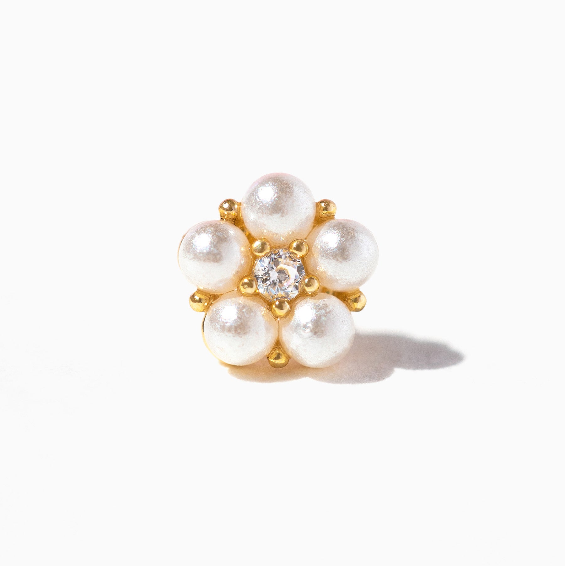 14k Solid Gold Flora Ball Back Stud