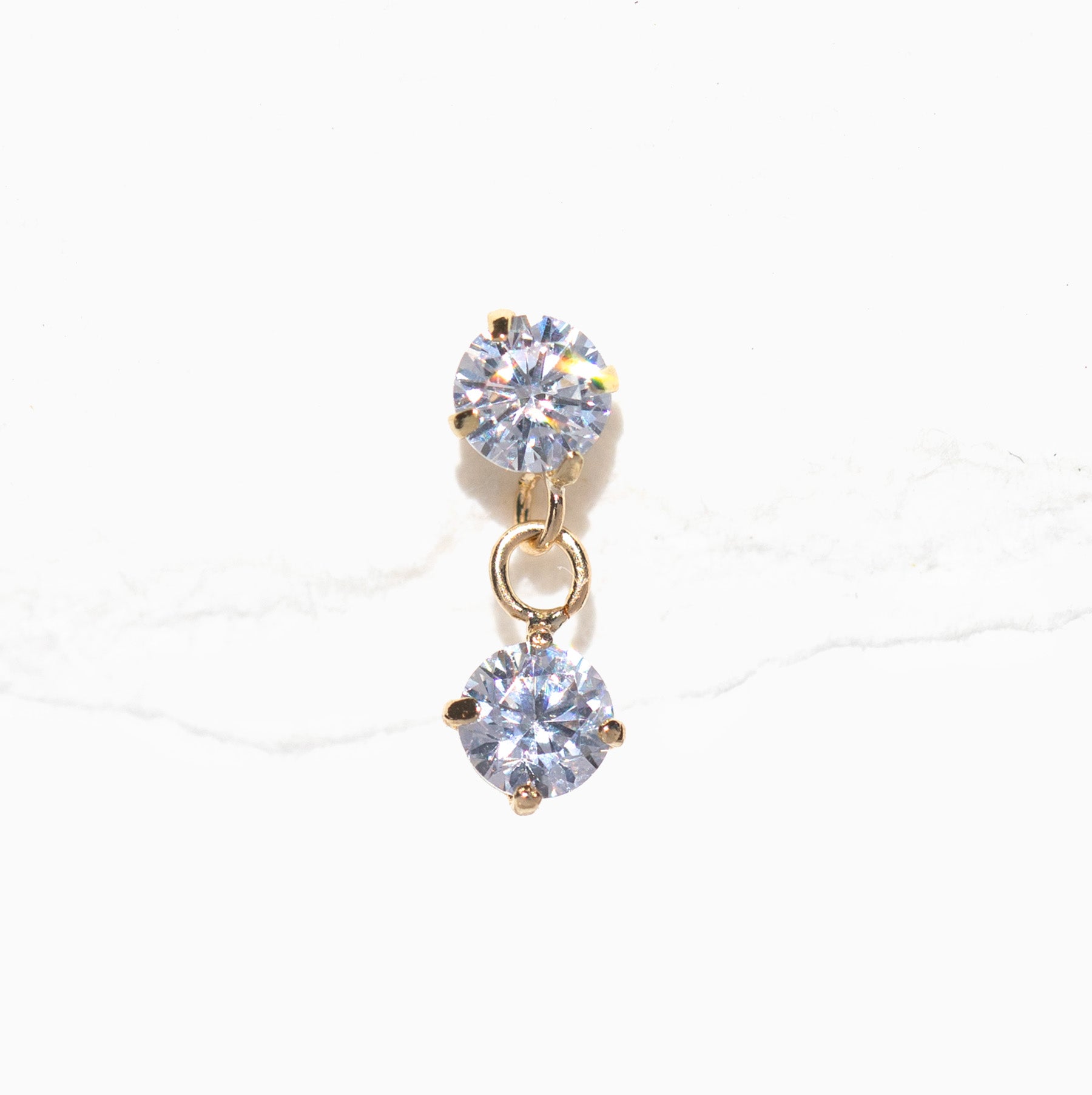 10k Solid Gold Starlit Dangle Ball Back Stud