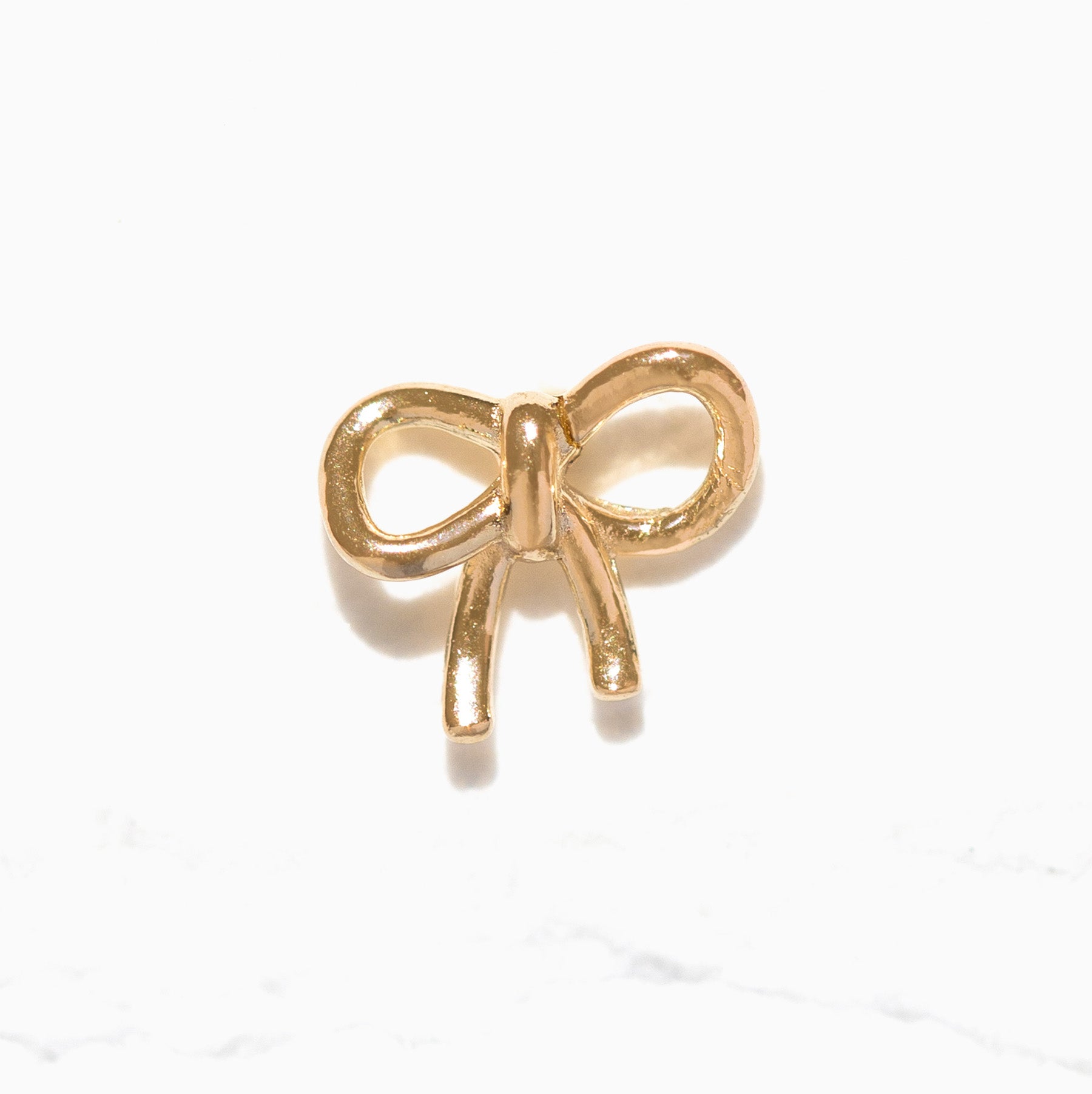 14k Solid Gold Lil Bow Ball Back Stud