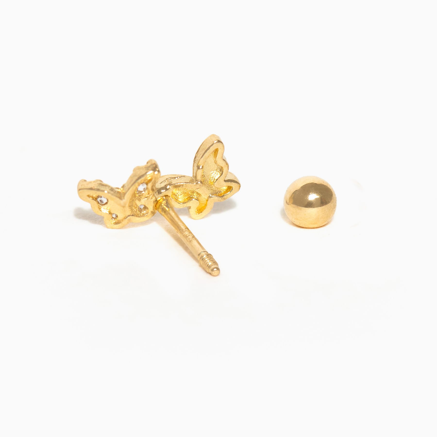 14k Solid Gold Single Takeoff Ball Back Stud