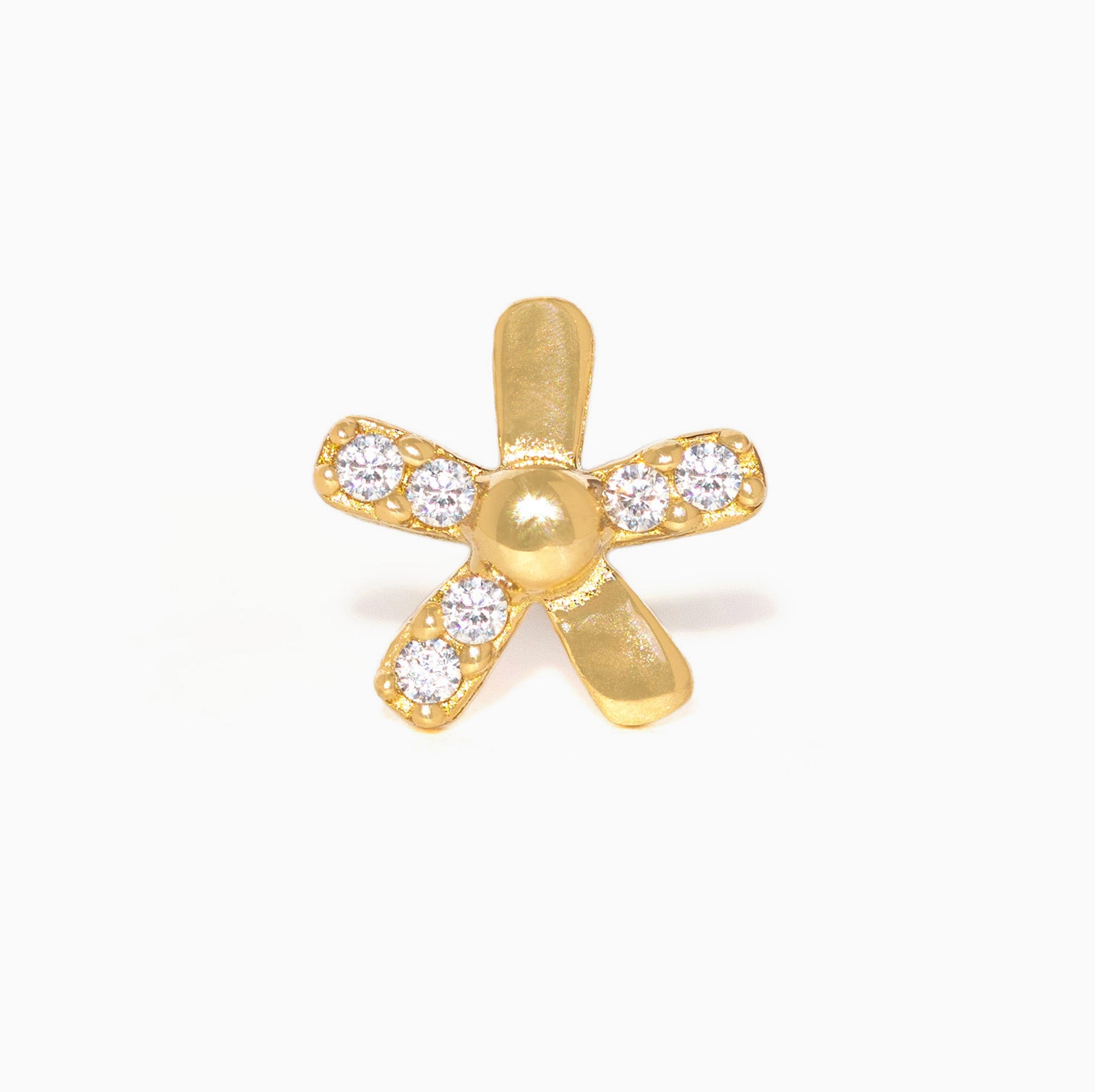 10k Solid Gold Pinwheel Ball Back Stud