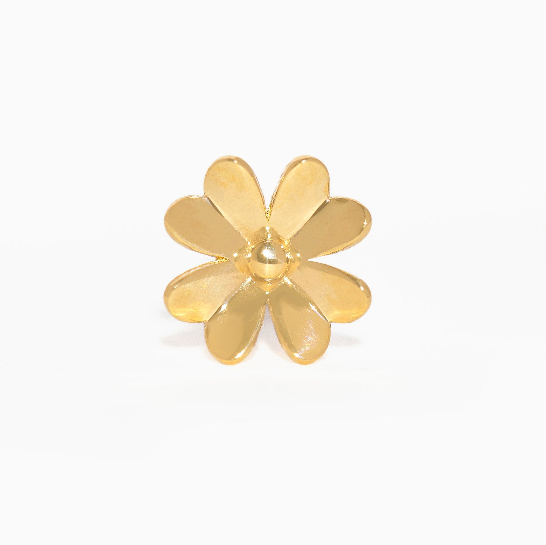 14k Solid Gold Four Leaf Clover Ball Back Stud