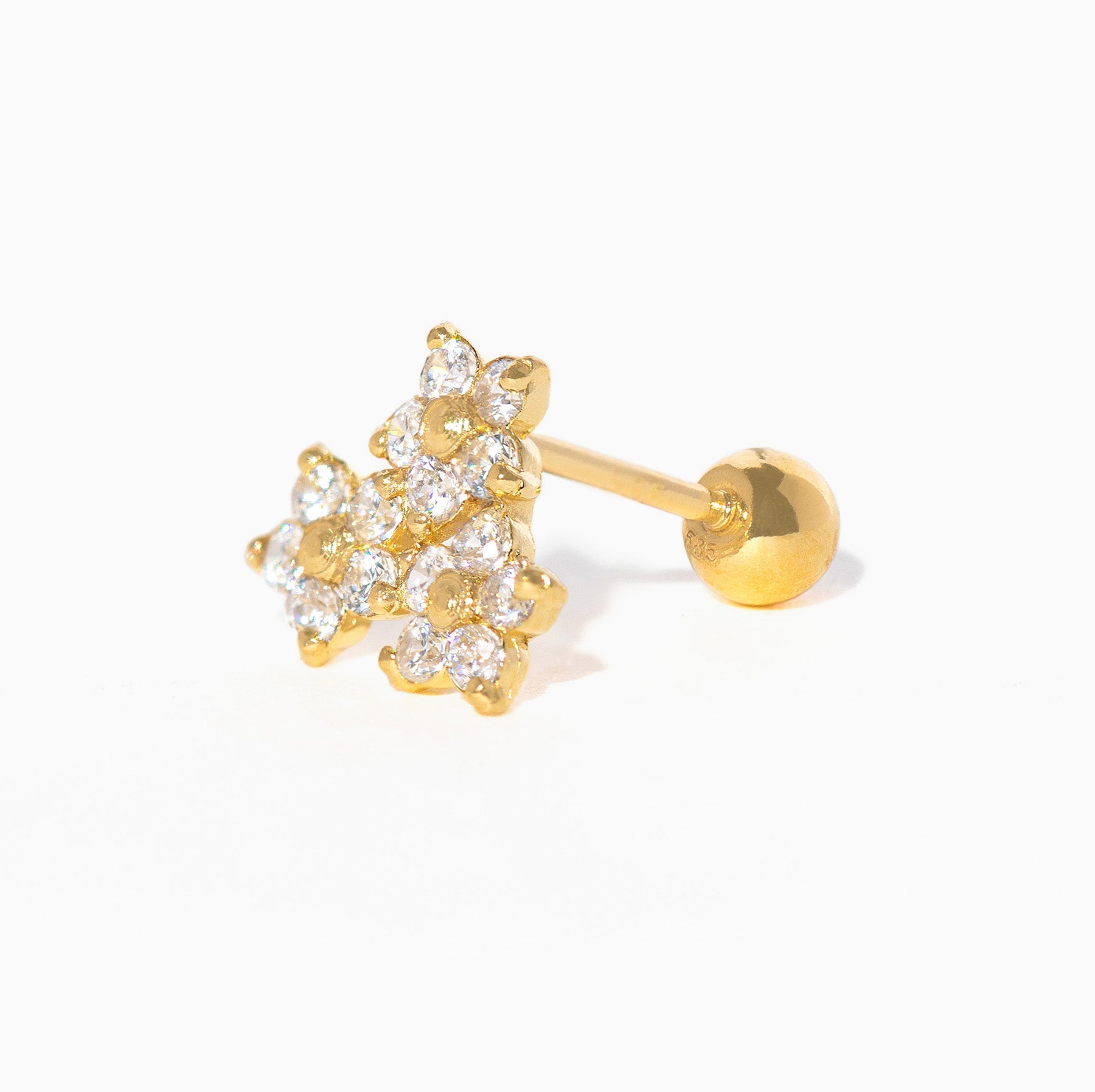 14k Solid Gold Blossom Hill Ball Back Stud
