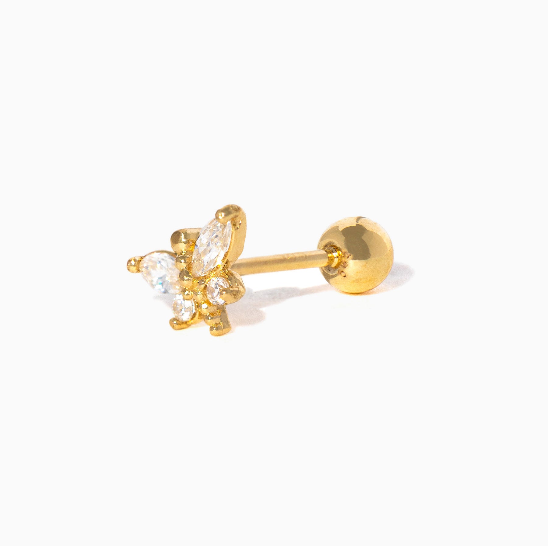 14k Solid Gold Dragonfly Ball Back Stud
