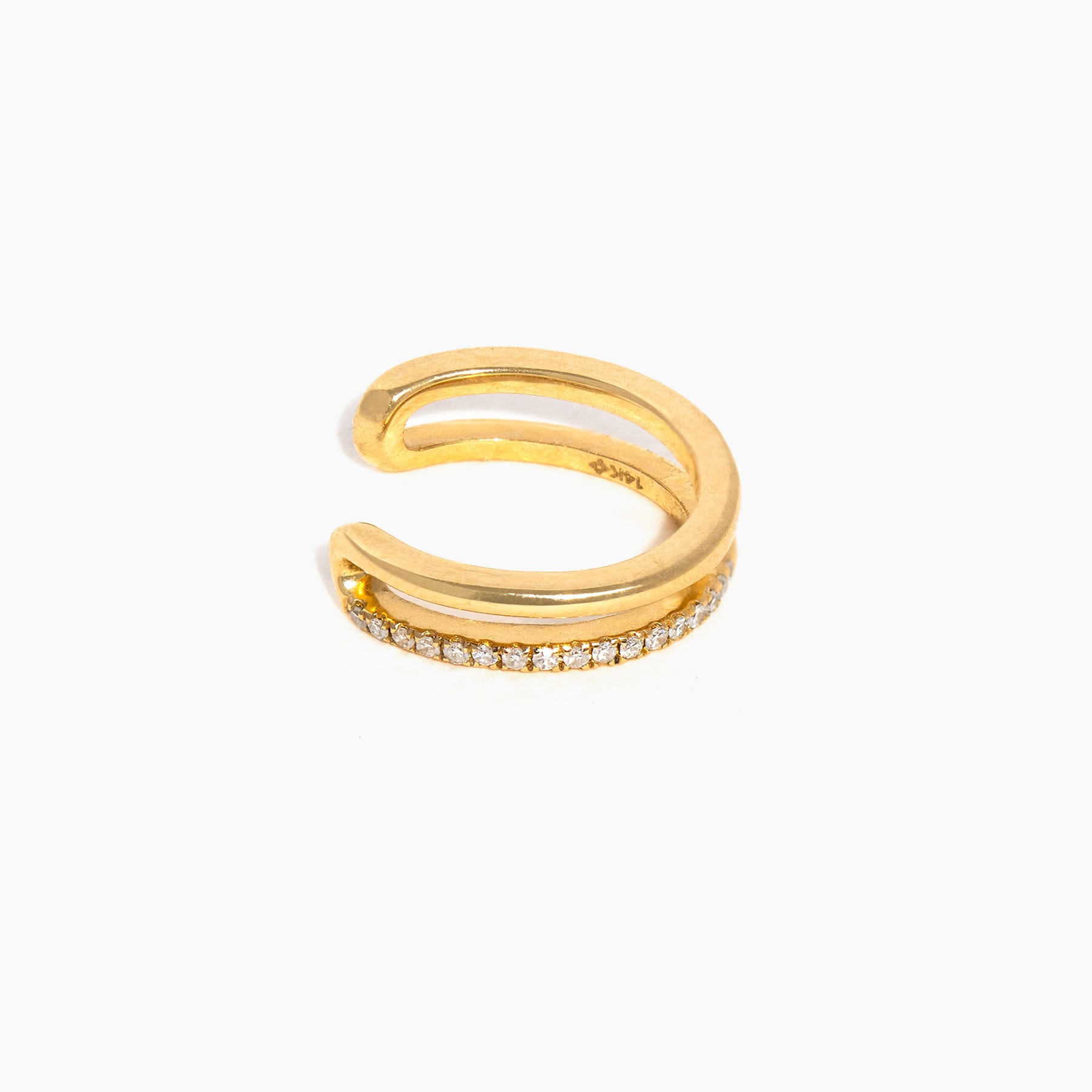 14k Solid Gold Diamond Golden Moments Ear Cuff
