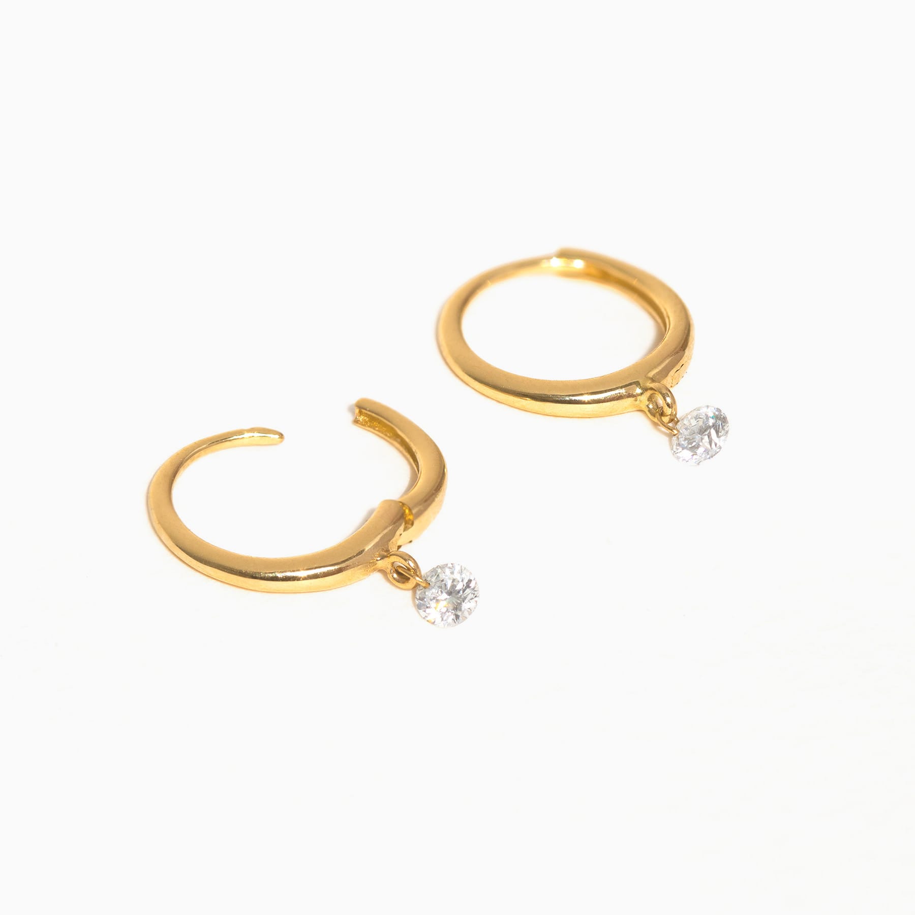 14k Solid Gold Diamond Dew You Hoops
