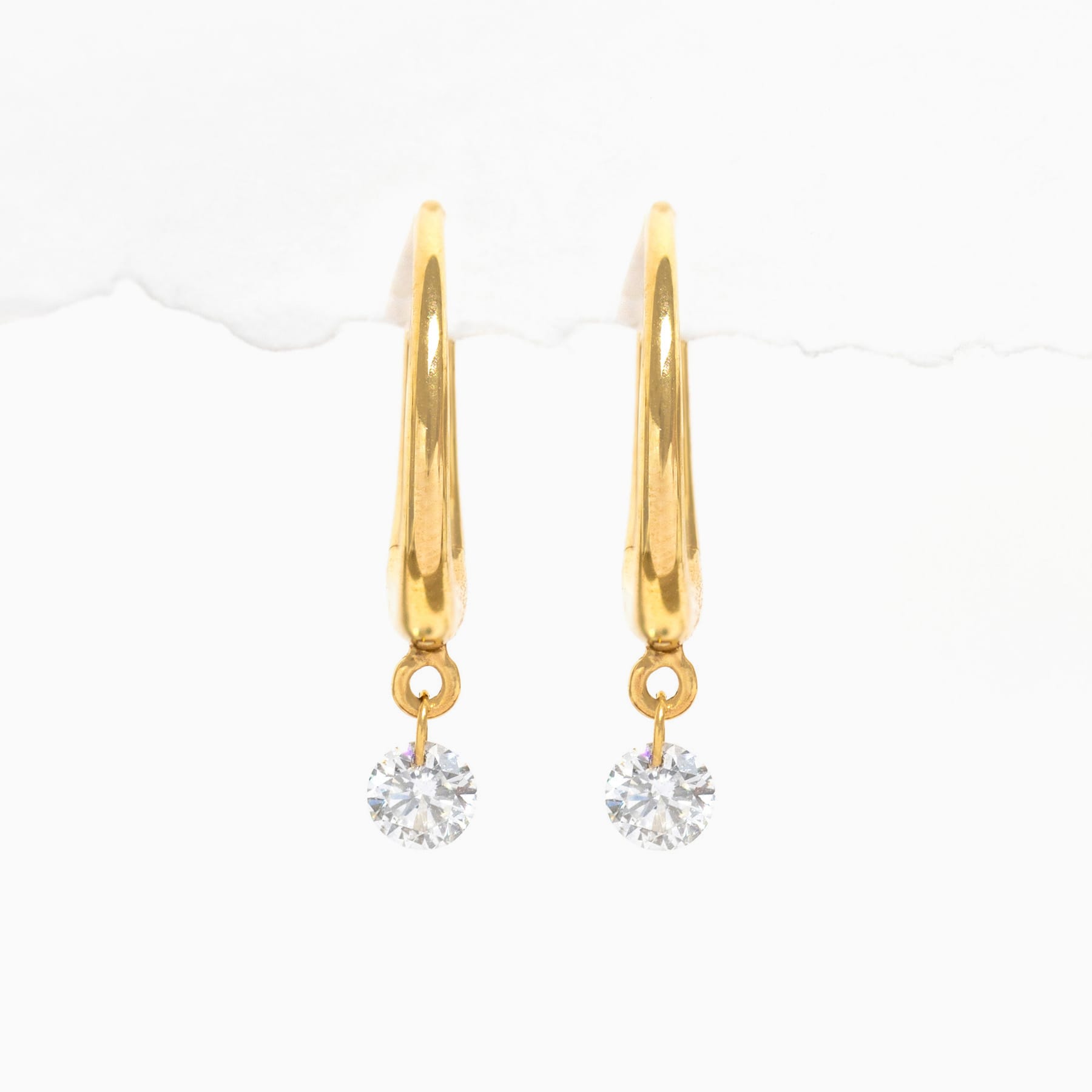 14k Solid Gold Diamond Dew You Hoops