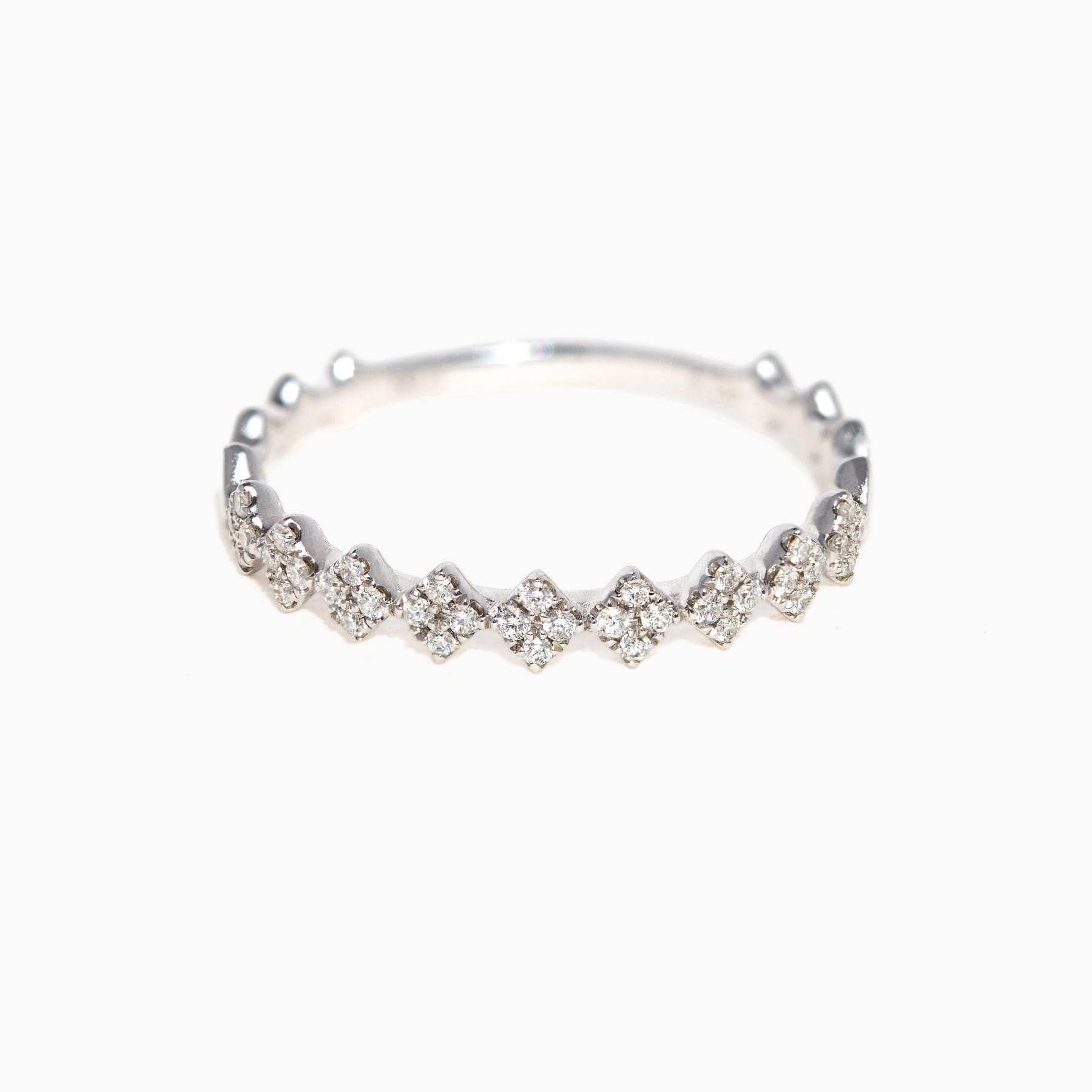 14k Solid White Gold Diamond Clarity Band Ring