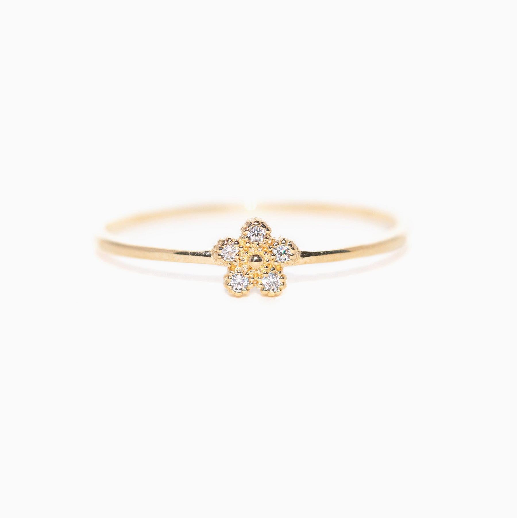 14k Solid Gold Pressed Petals Ring