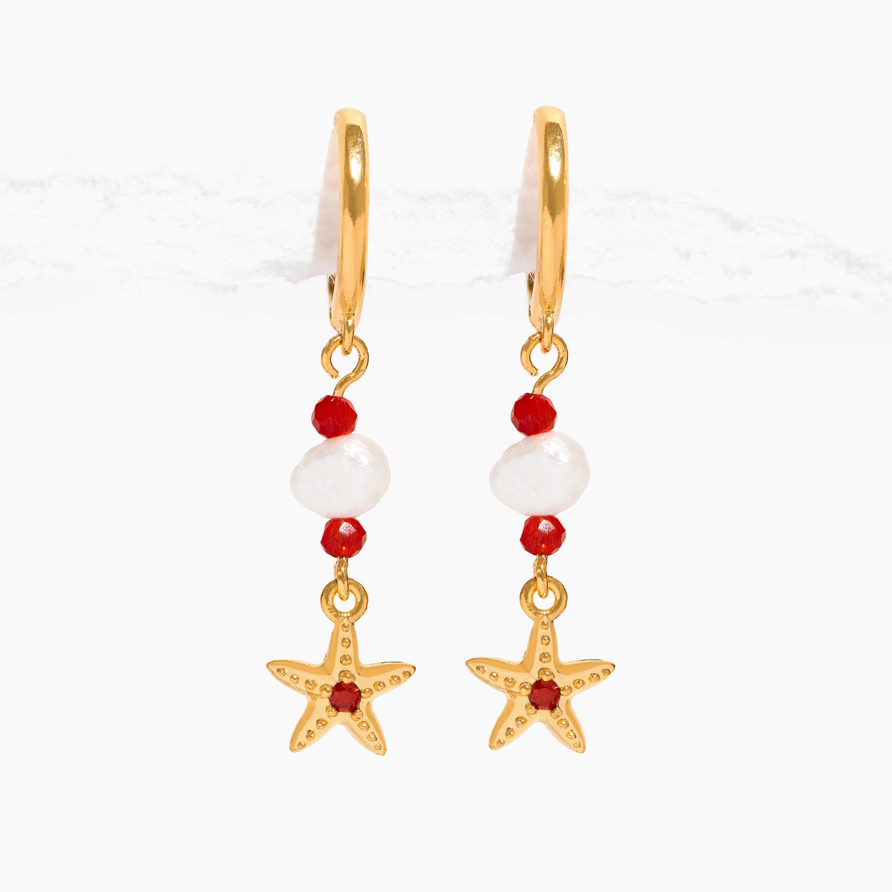 Starfish Beaded Dangle Hoops