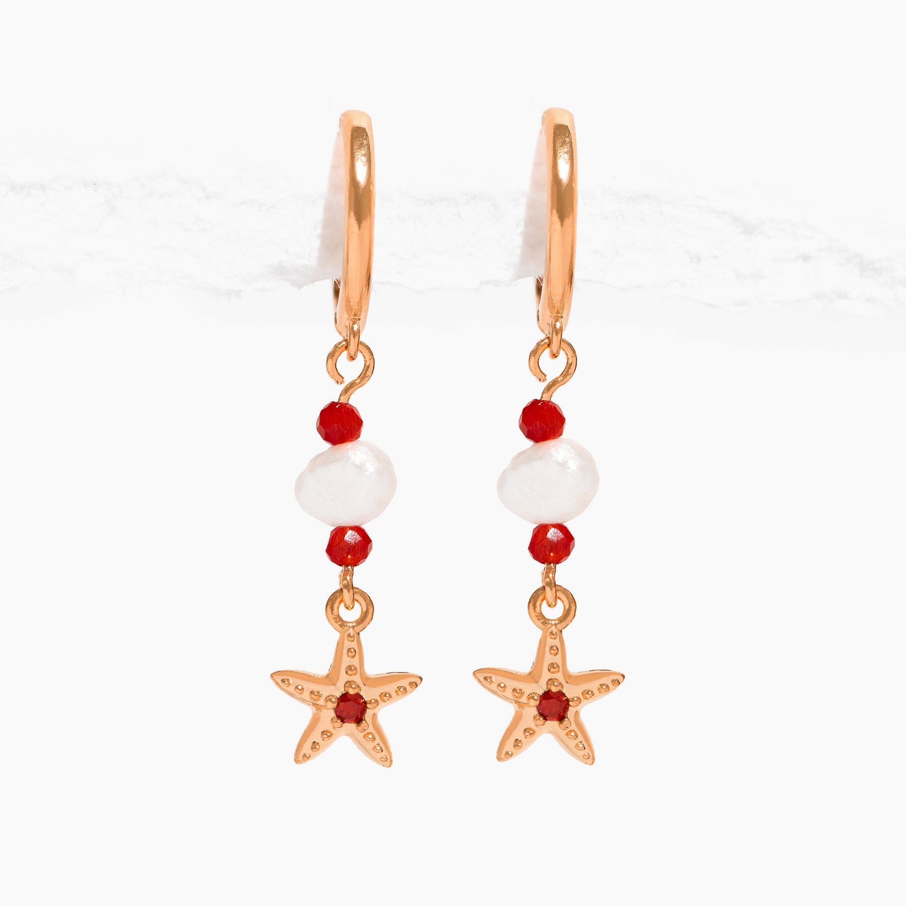 Starfish Beaded Dangle Hoops