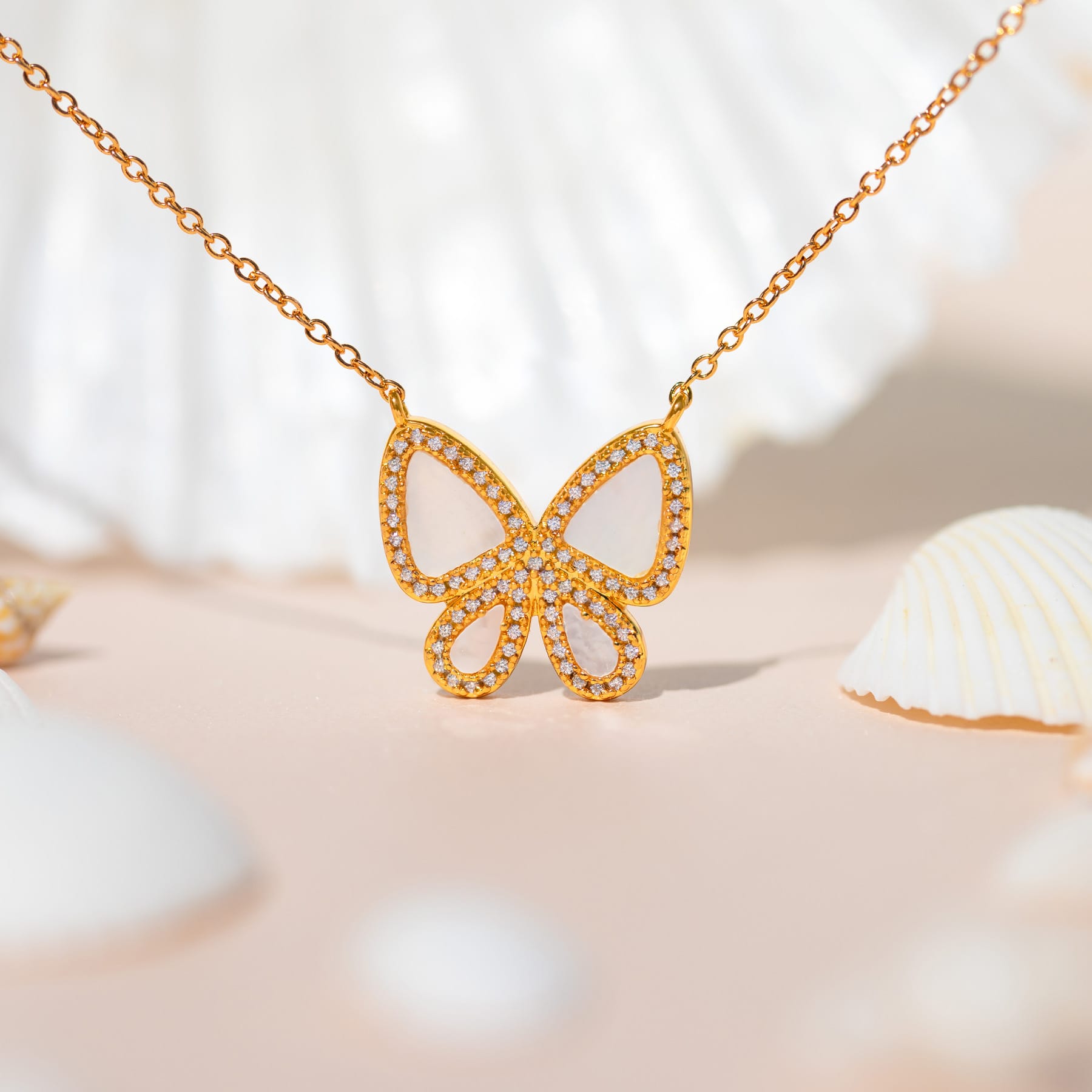 Mother of Pearl Butterfly Necklace