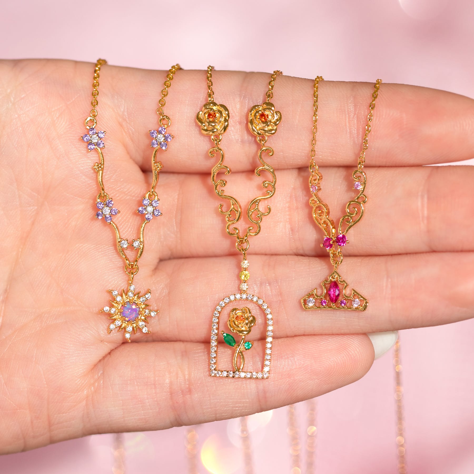 Disney Beauty & the Beast Enchanted Rose Necklace