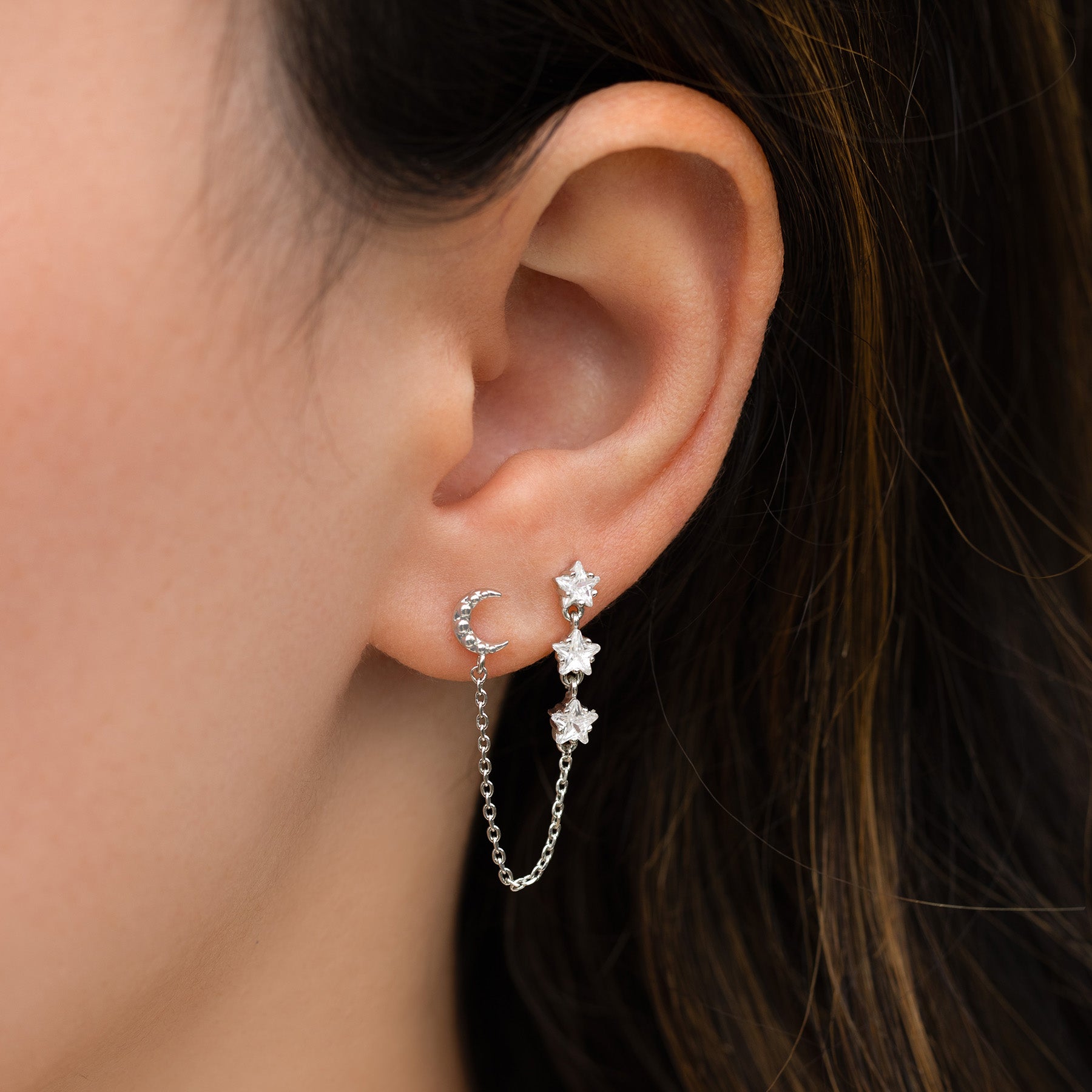 Lunar Link Double Stud Earring