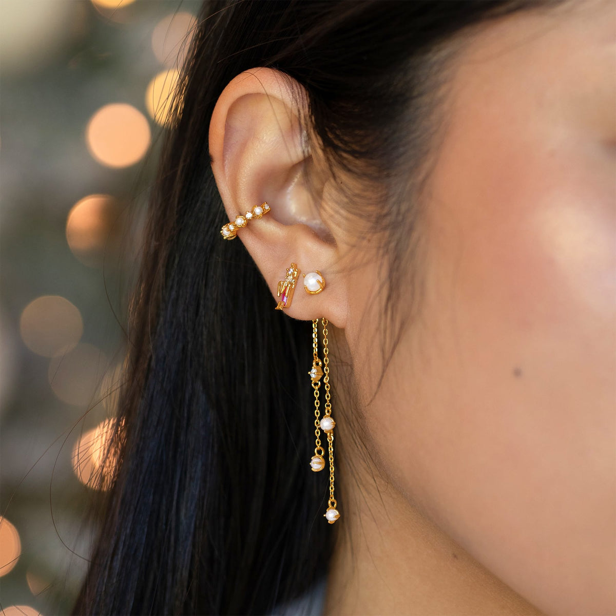 Pearl & Tinsel Dangle Earrings