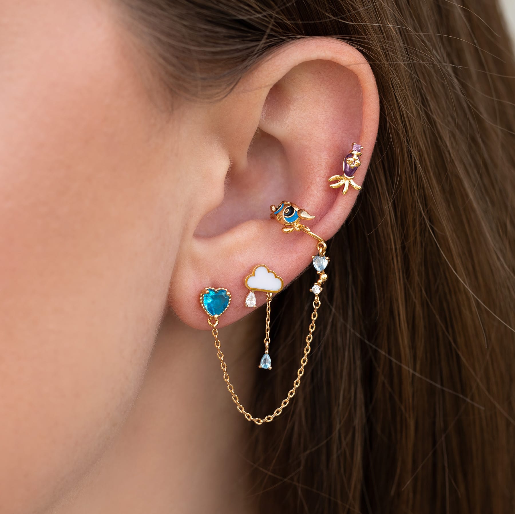 The Powerpuff Girls Bubbles Stud + Ear Cuff
