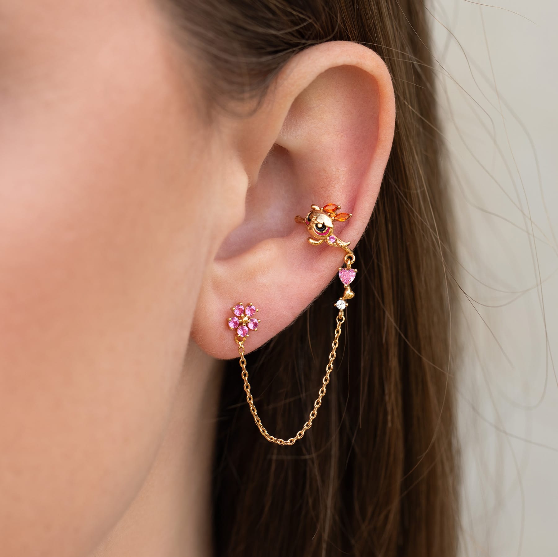 The Powerpuff Girls Blossom Stud + Ear Cuff