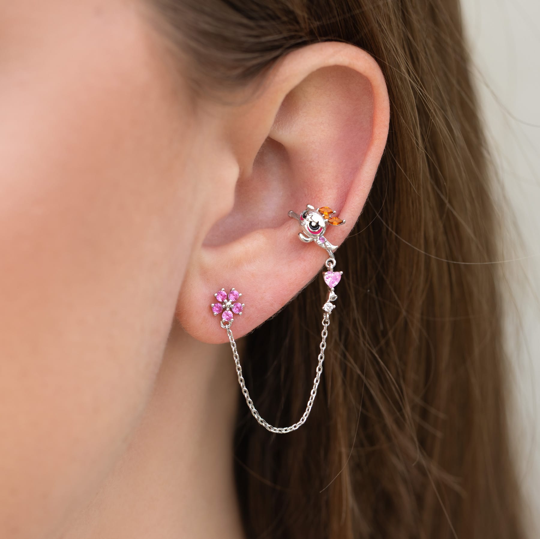 The Powerpuff Girls Blossom Stud + Ear Cuff