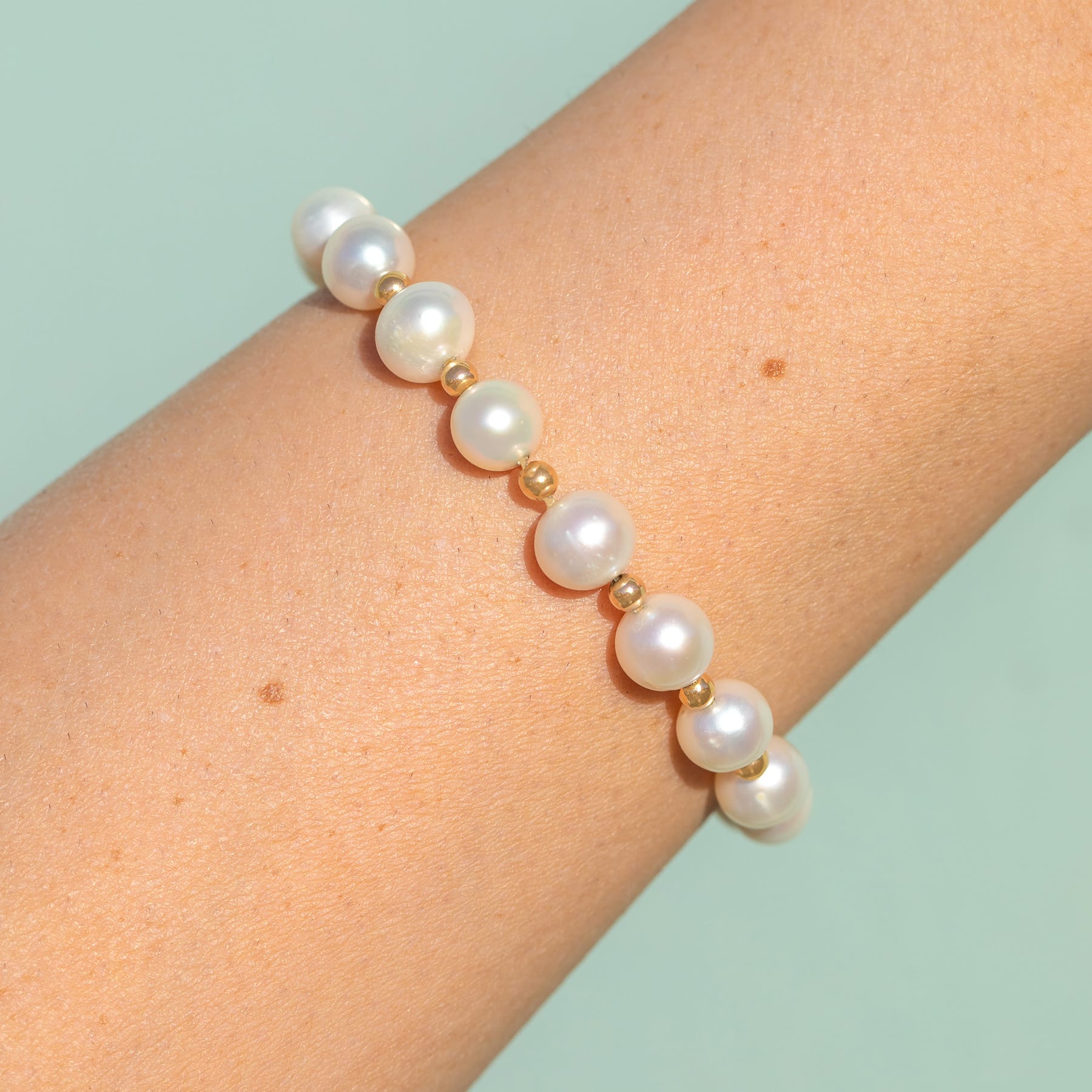 14k Solid Gold Princess Pearl Bracelet