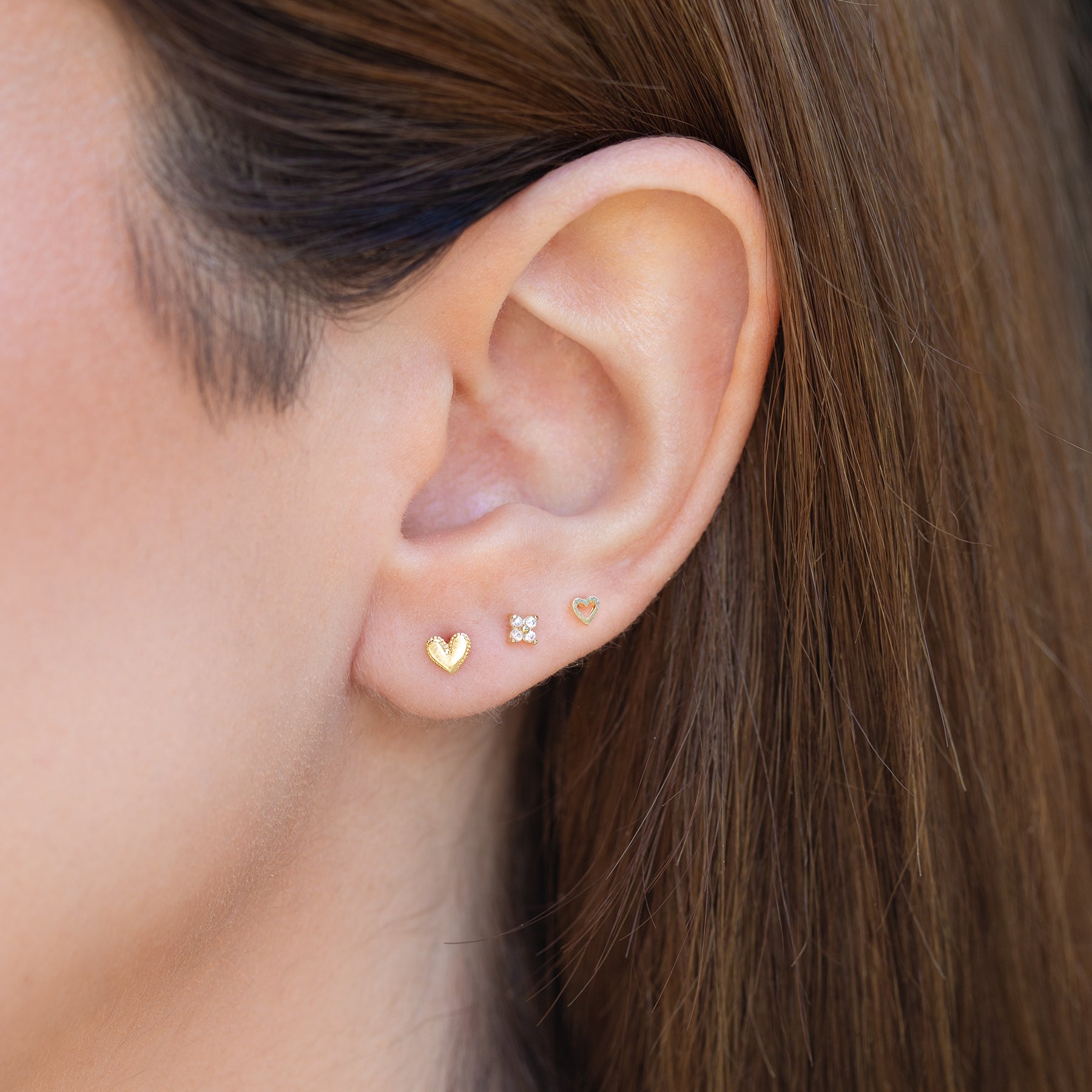 10k Solid Gold Open Heart Stud