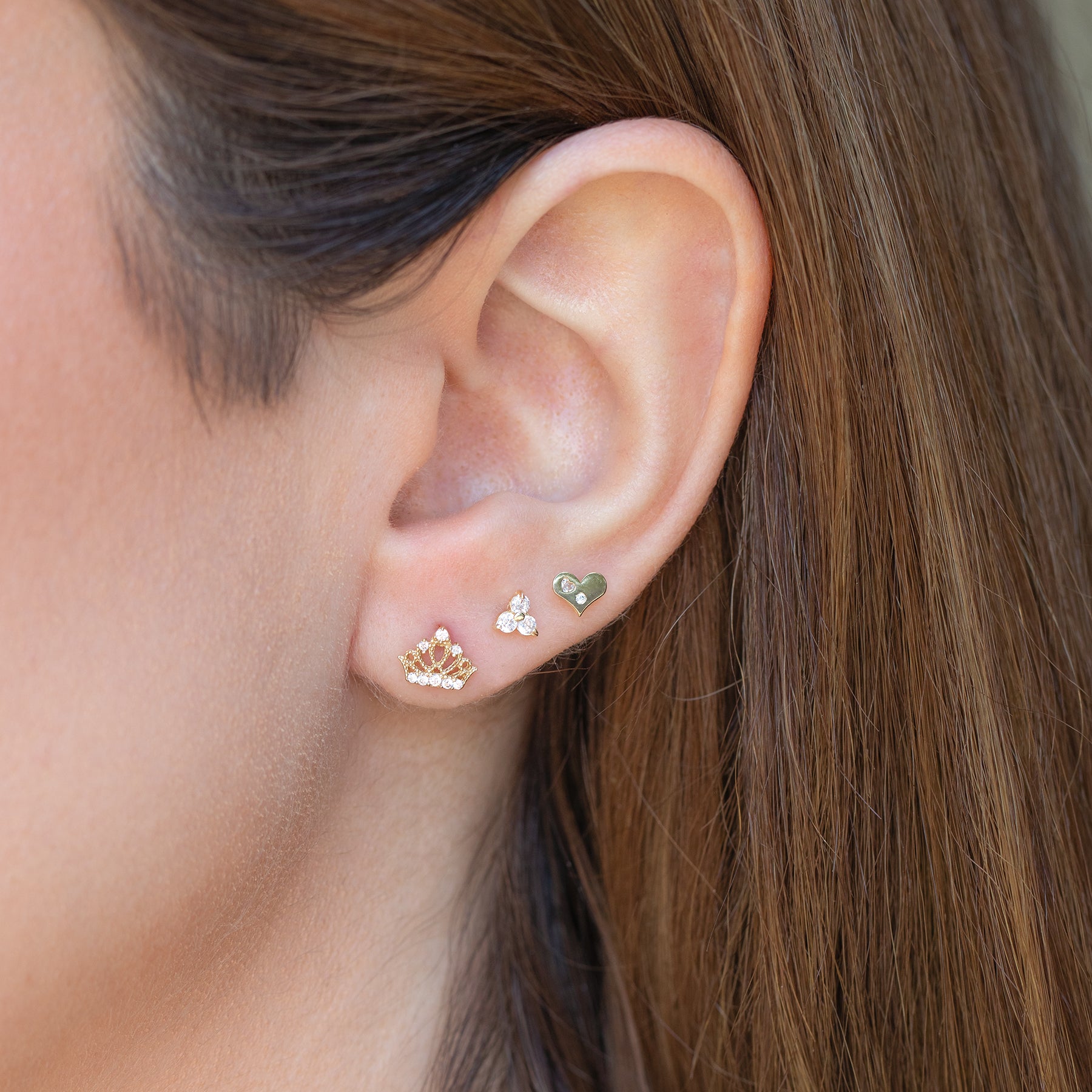 14k Solid Gold Heart of Gold Stud Earrings